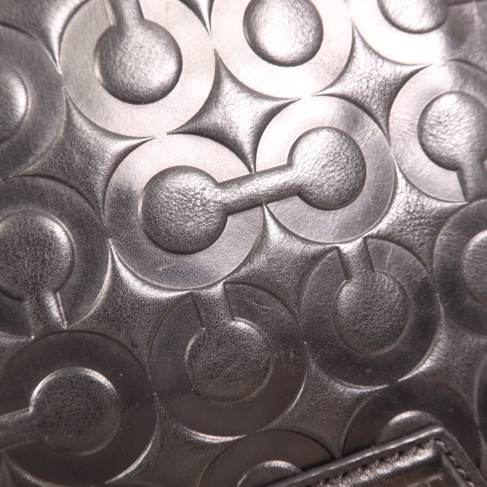 COACH 牛皮皮革Shoulder Bag銀扣肩背袋