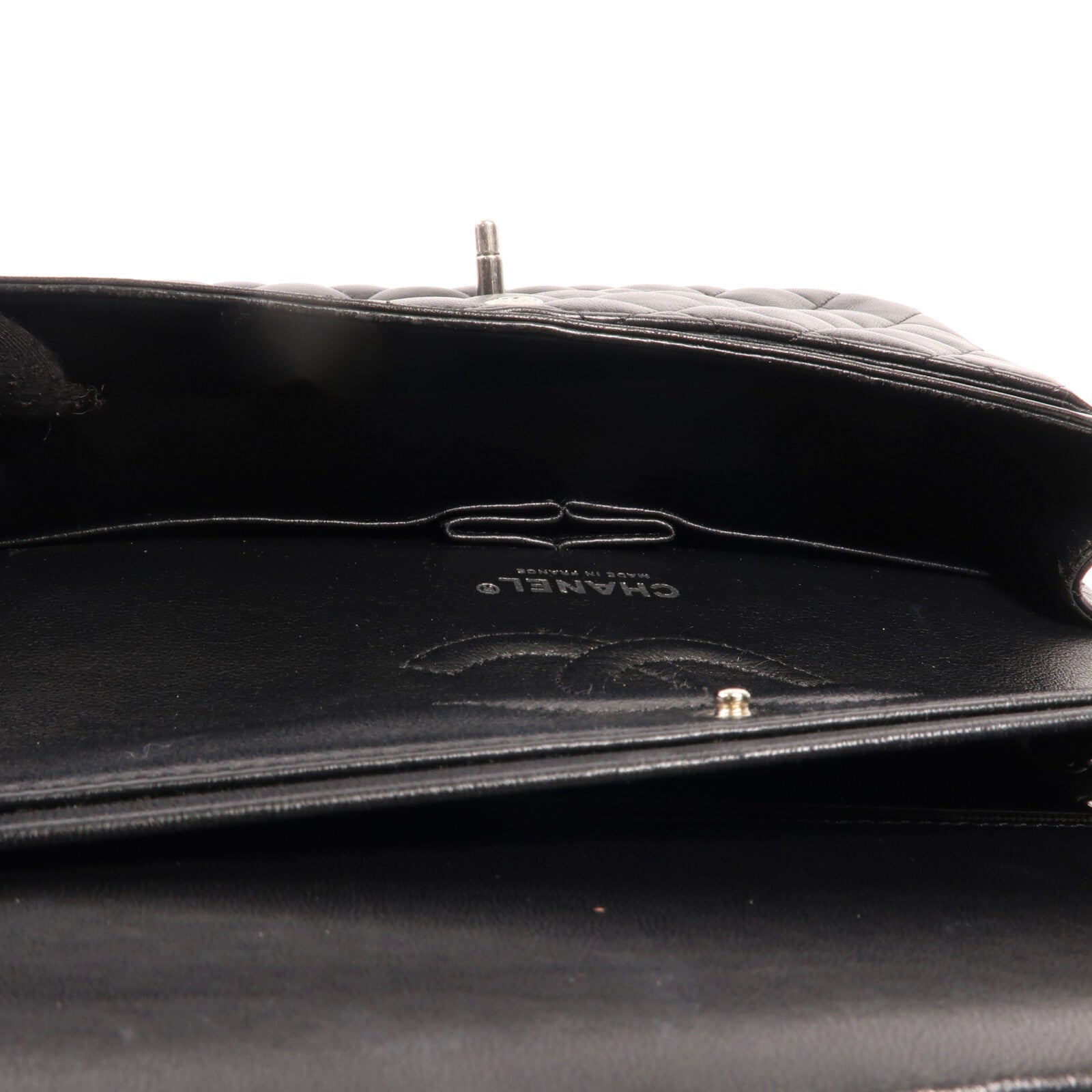 CHANEL 羊皮皮革Classic 25銀扣鏈帶肩背袋