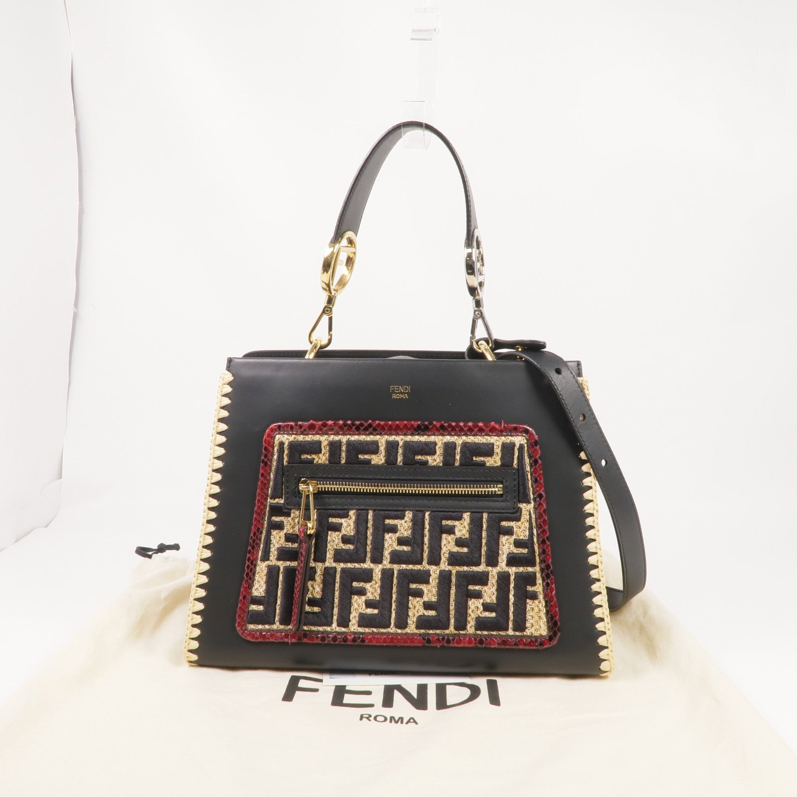 FENDI 牛皮皮革/蛇皮皮革2 Way Shoulder手挽肩背兩用袋