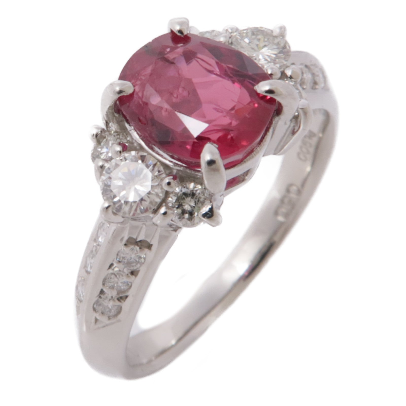 JEWELRY【激減優惠】 PT900鉑金Ruby Diamond Ring紅寶石/鑽石戒指US#7