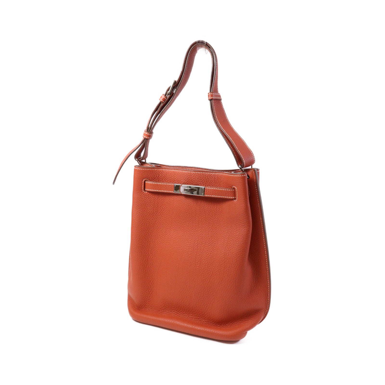 HERMES Togo皮革So Kelly 26銀扣肩背袋Capucine
