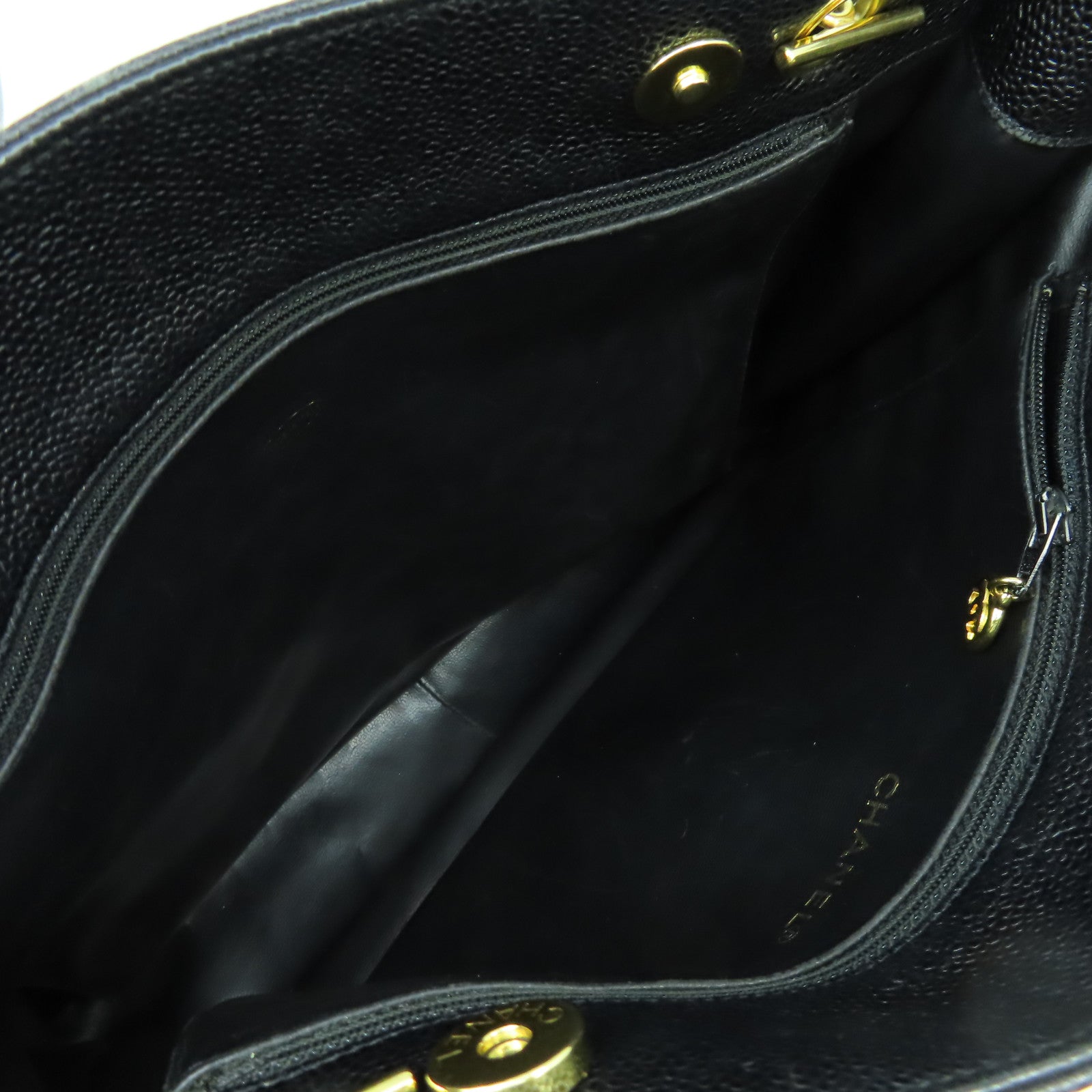 CHANEL 【激減優惠】牛皮皮革Tote Bag金扣肩背袋黑色