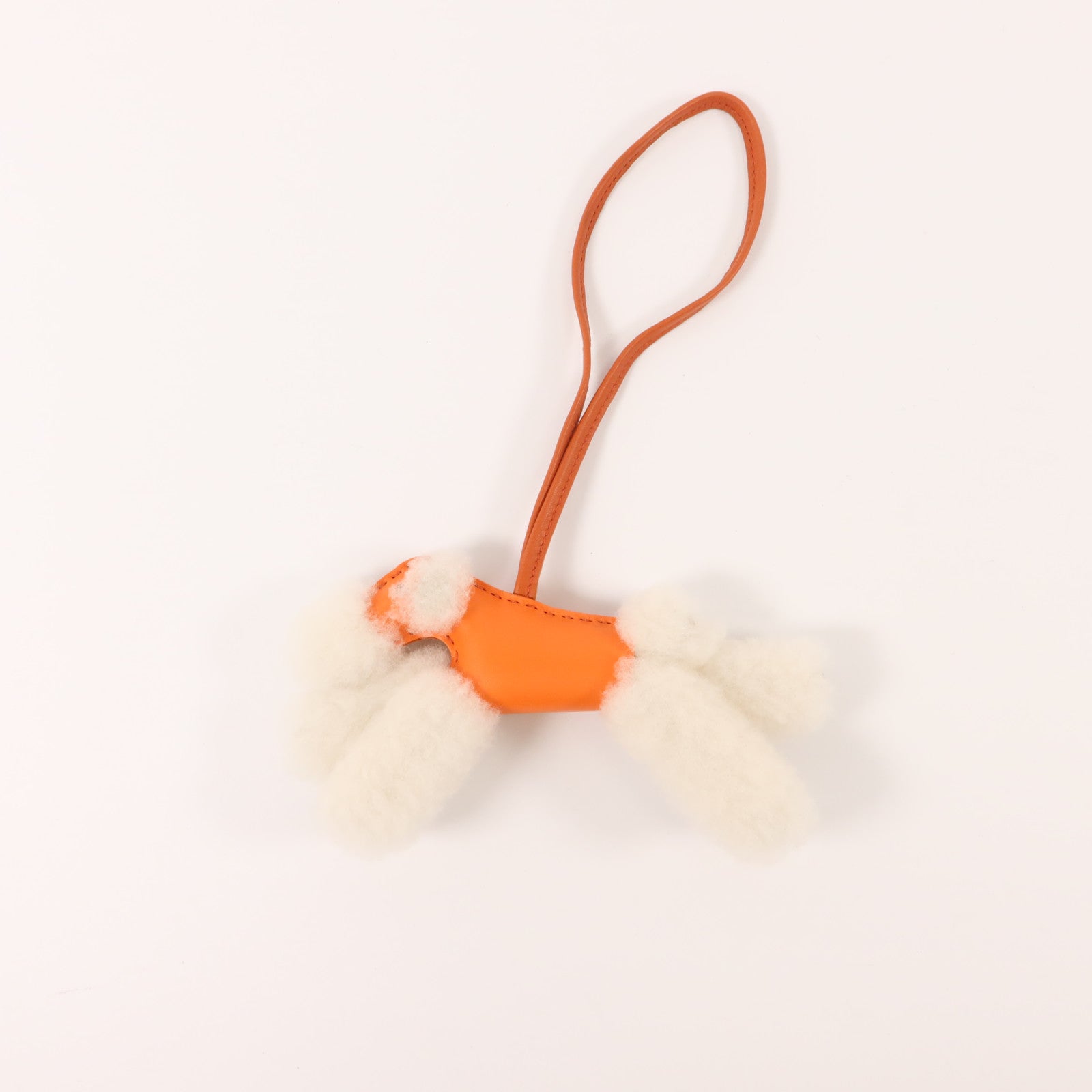 HERMES Milo皮革/羊毛Budy Charm掛飾Capucine/Sienne