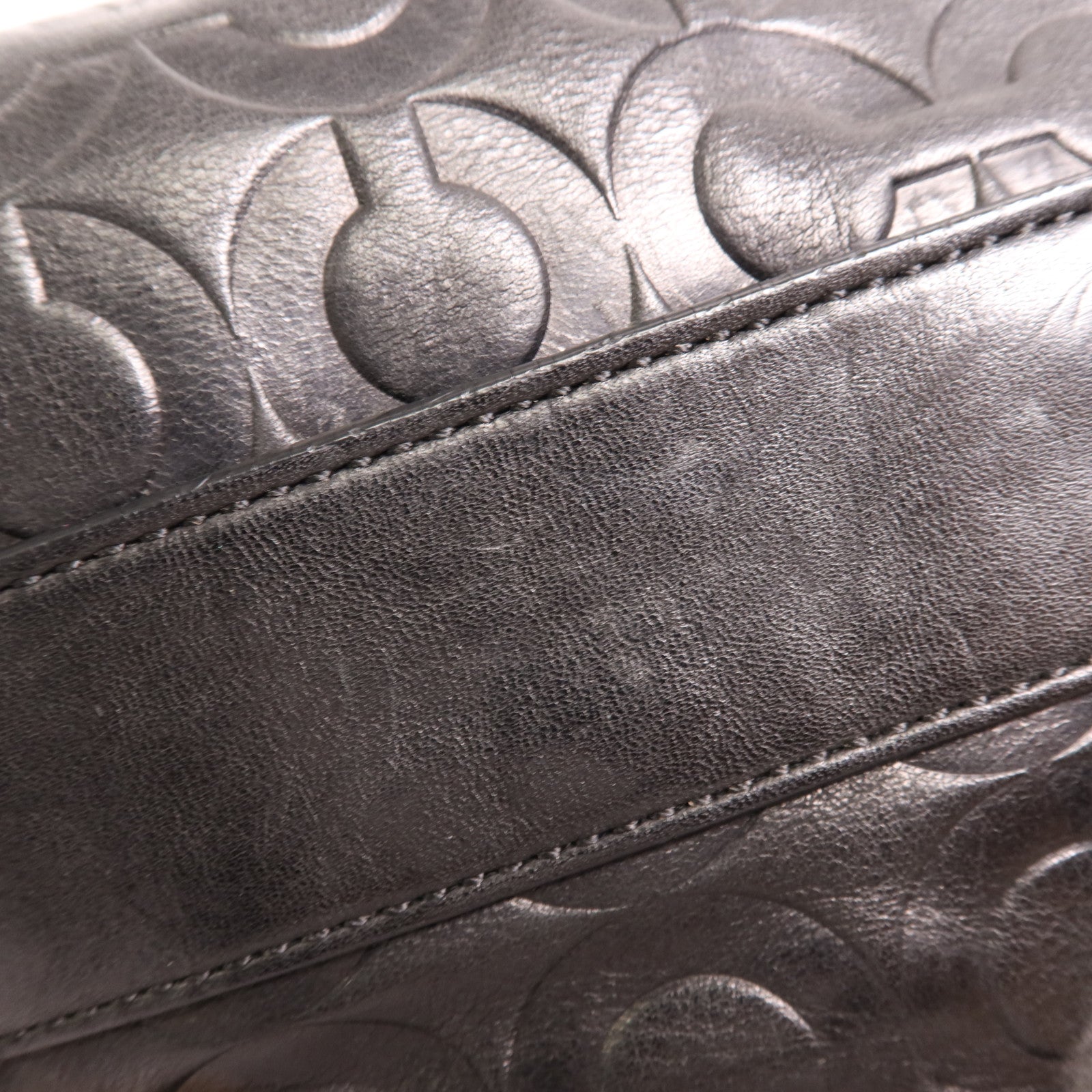 COACH 牛皮皮革Shoulder Bag銀扣肩背袋