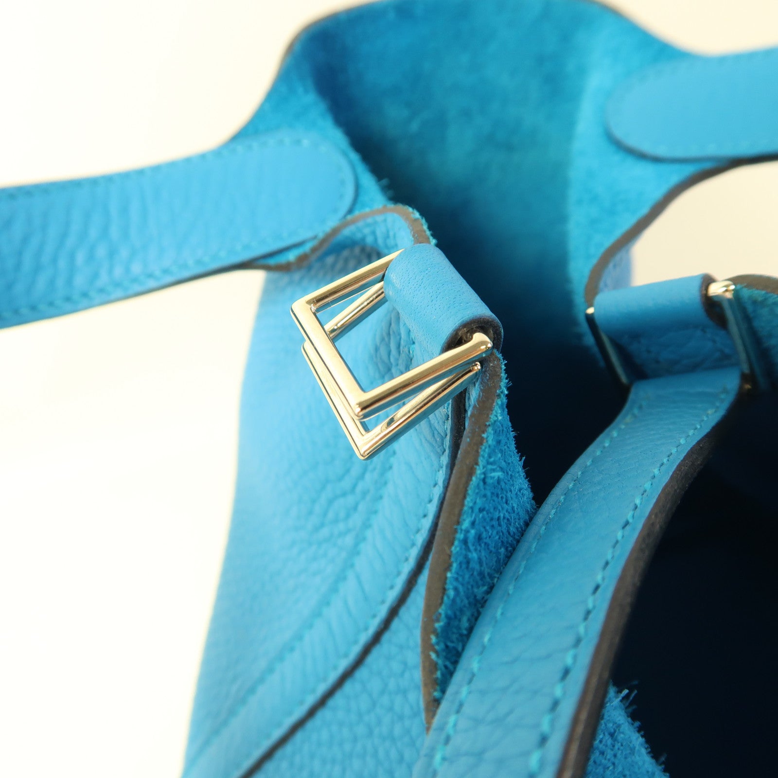 HERMES Clemence皮革Picotin PM銀扣手挽袋Bleu Zanzibar