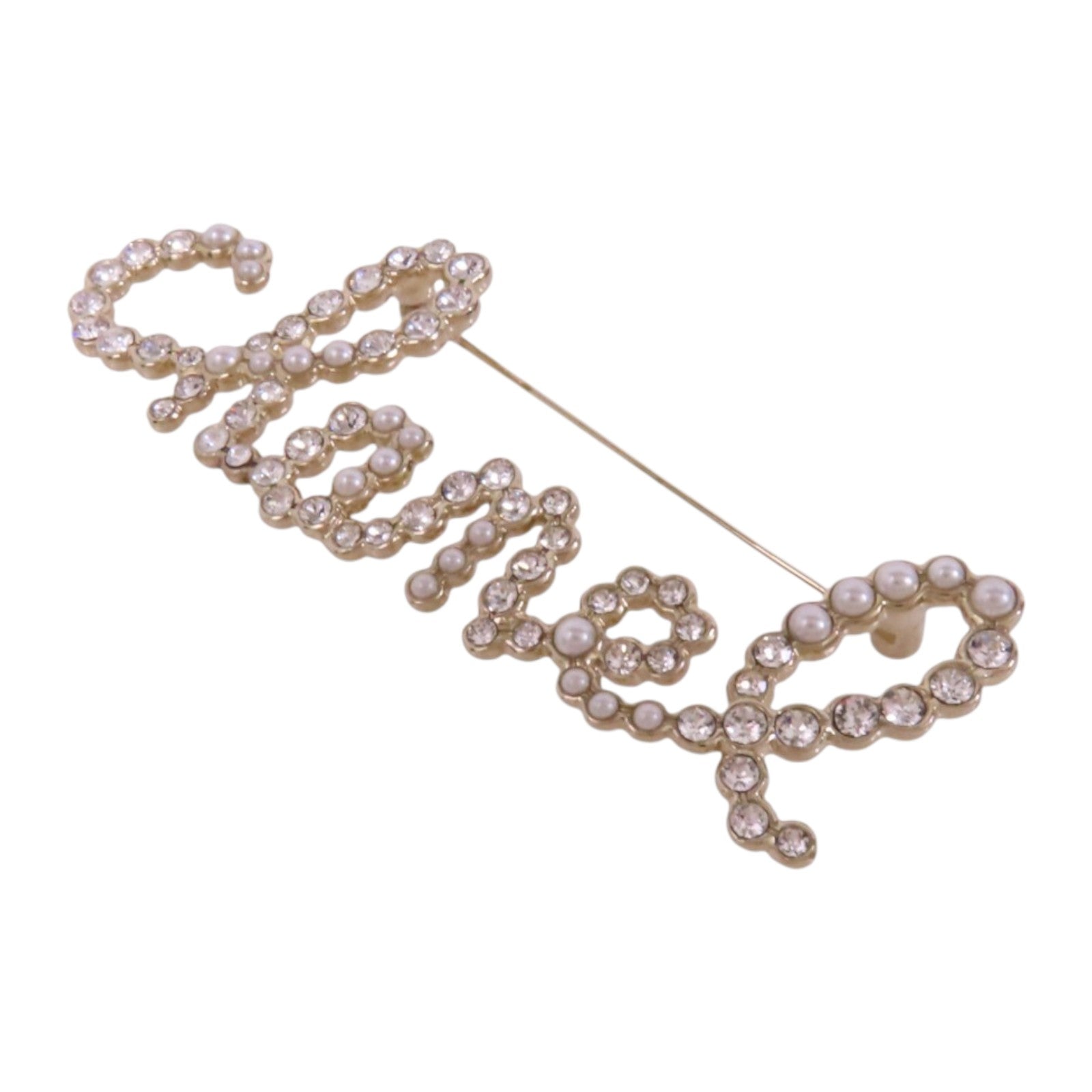 CHANEL 金屬/水鑽/仿珍珠Brooch金扣胸針