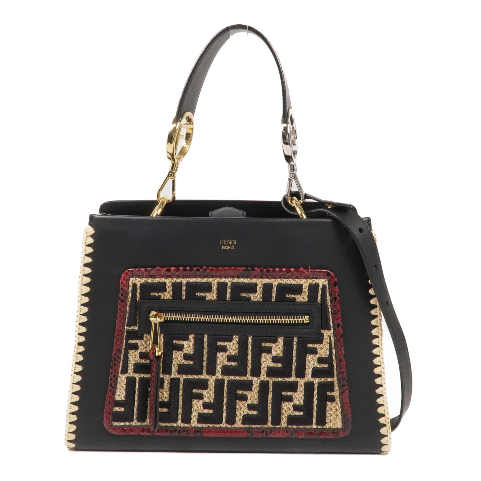 FENDI 牛皮皮革/蛇皮皮革2 Way Shoulder手挽肩背兩用袋