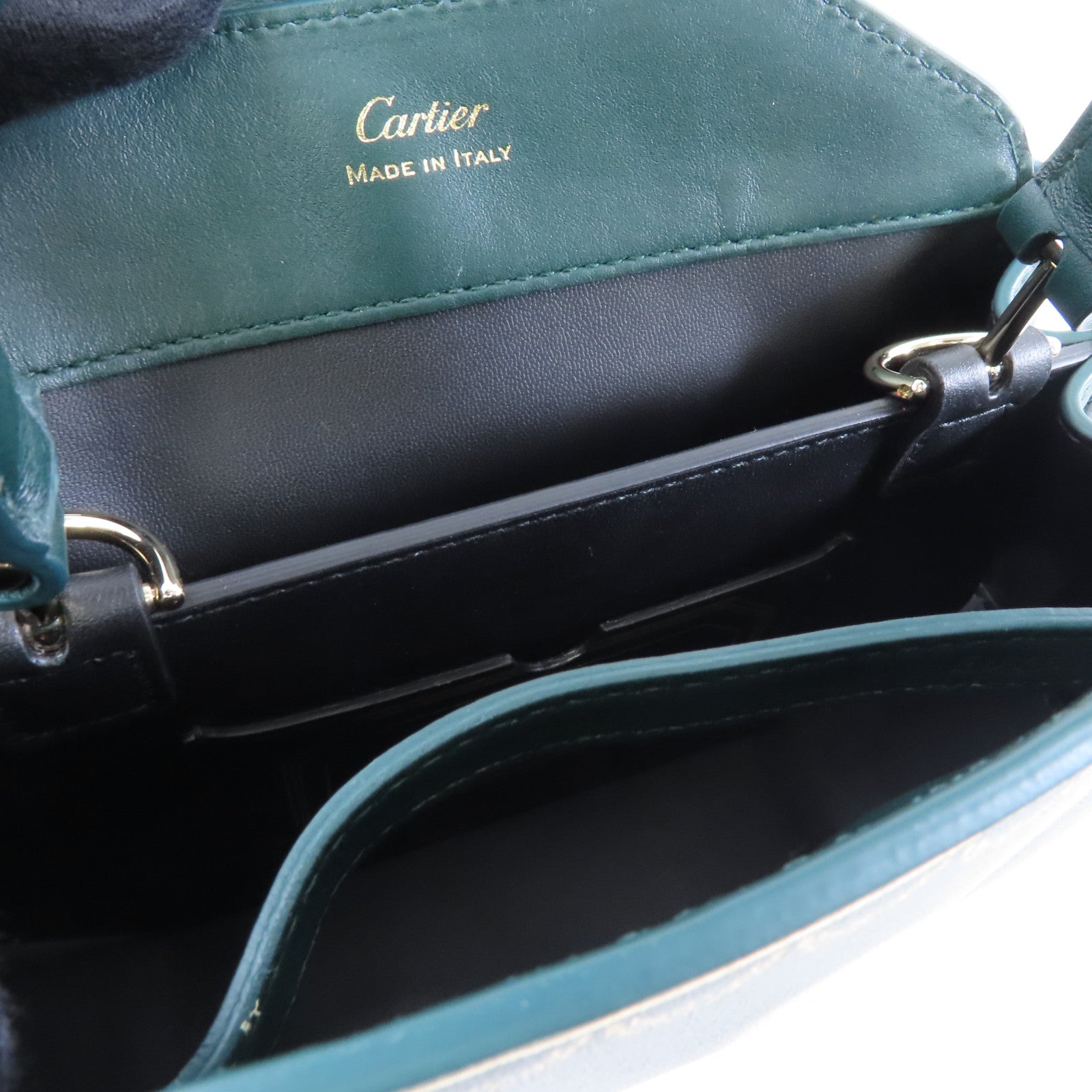 CARTIER 牛皮皮革The Guirlande De Cartier金扣手挽肩背兩用袋綠色