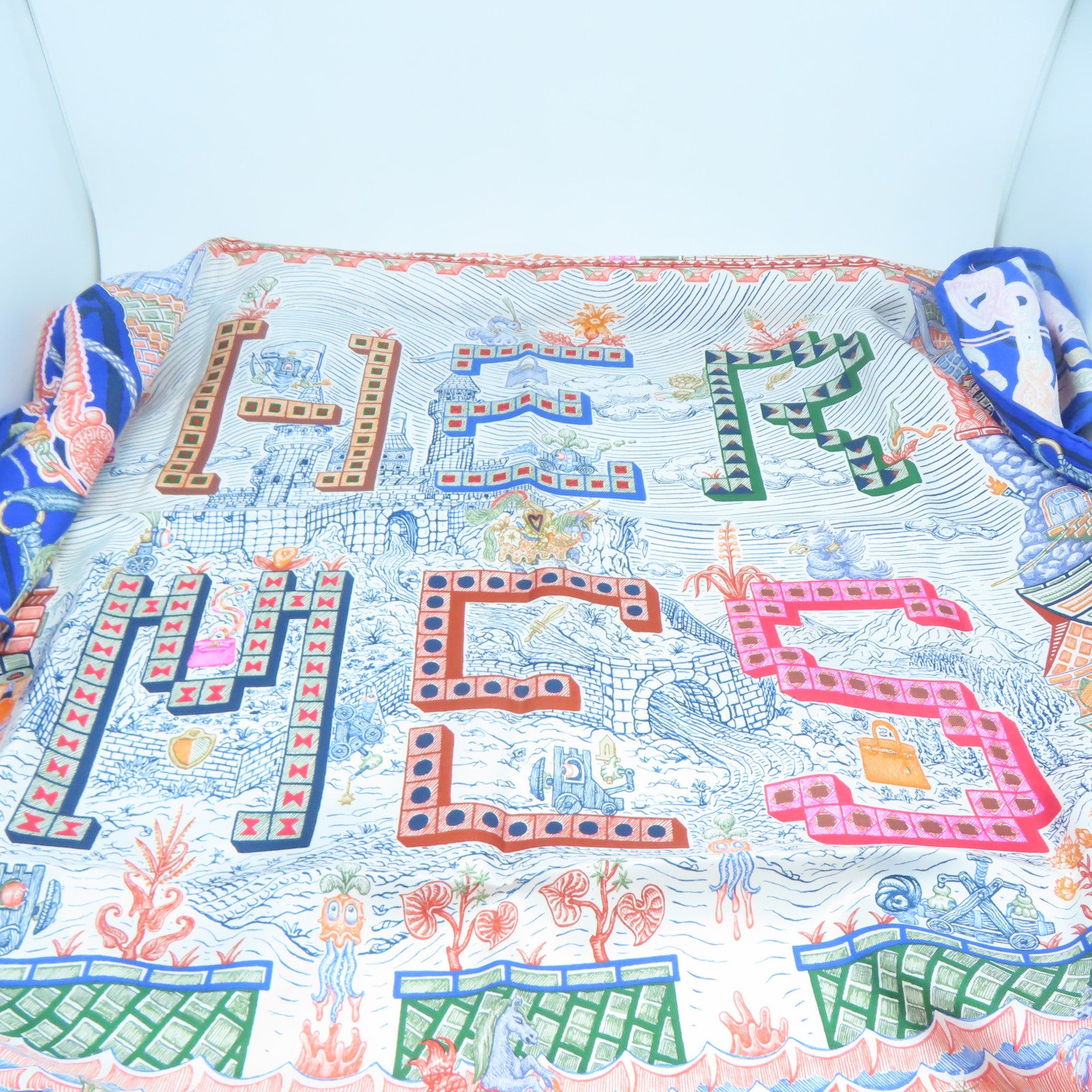HERMES 【激減優惠】絲質Scarf絲巾藍色/啡色/橙色/米色