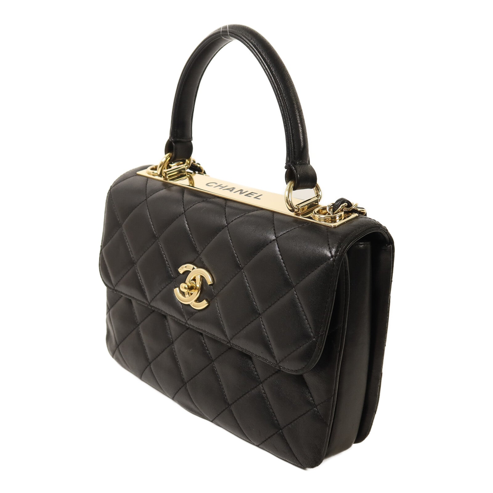 CHANEL 羊皮皮革Trendy CC Top Handle Bag金扣鏈帶手挽肩背兩用袋