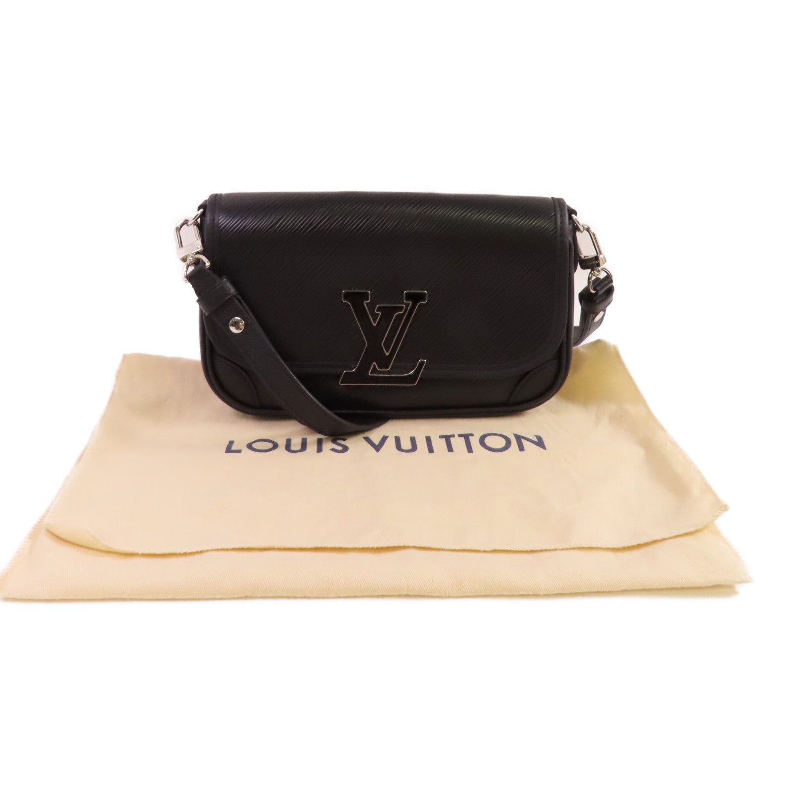 LOUIS VUITTON Epi Buci Shoulder Bag銀扣肩背袋黑色