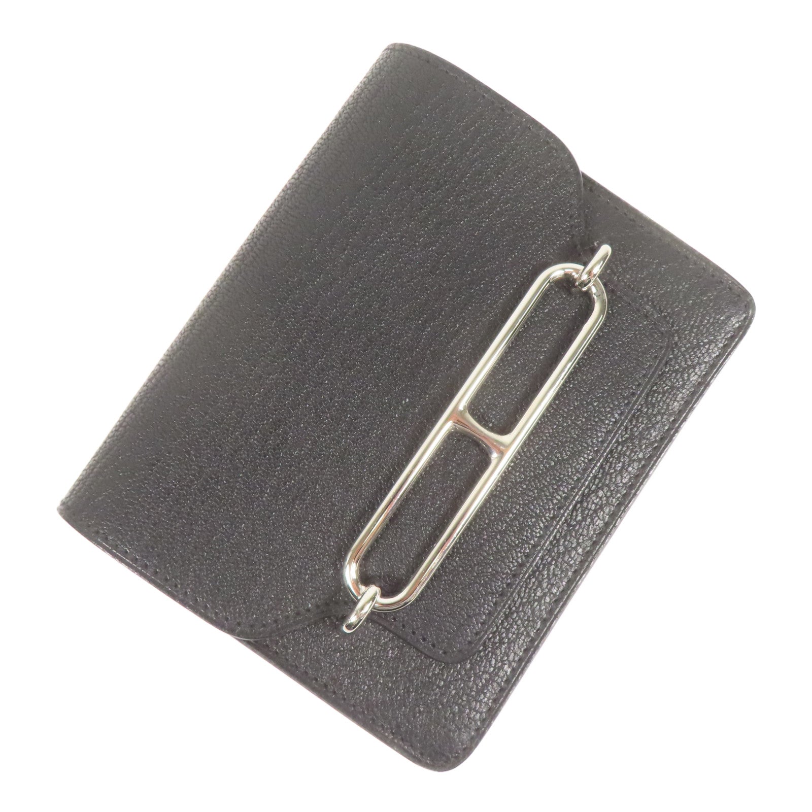HERMES Chevre皮革Roulis Slim銀扣錢包