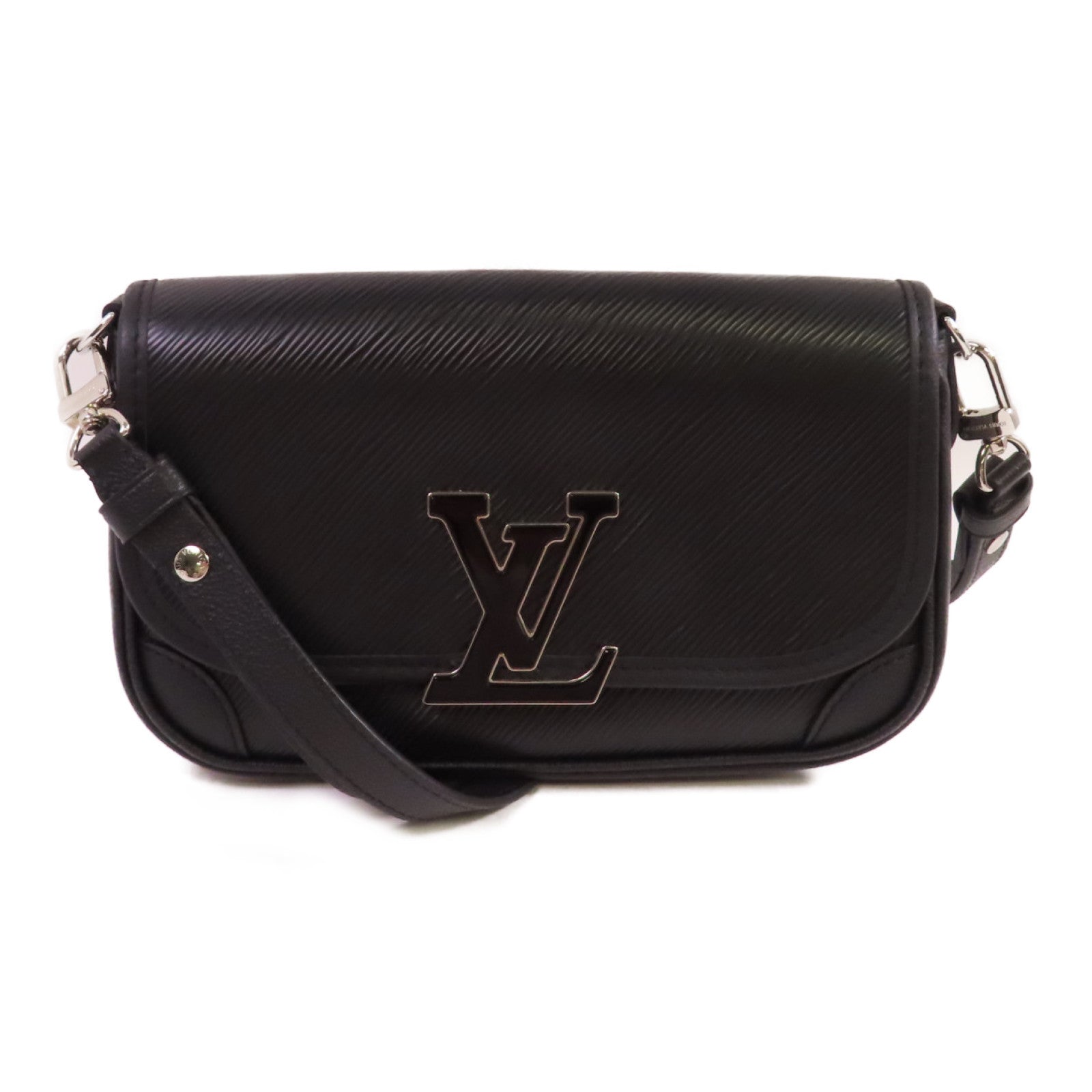 LOUIS VUITTON Epi Buci Shoulder Bag銀扣肩背袋黑色