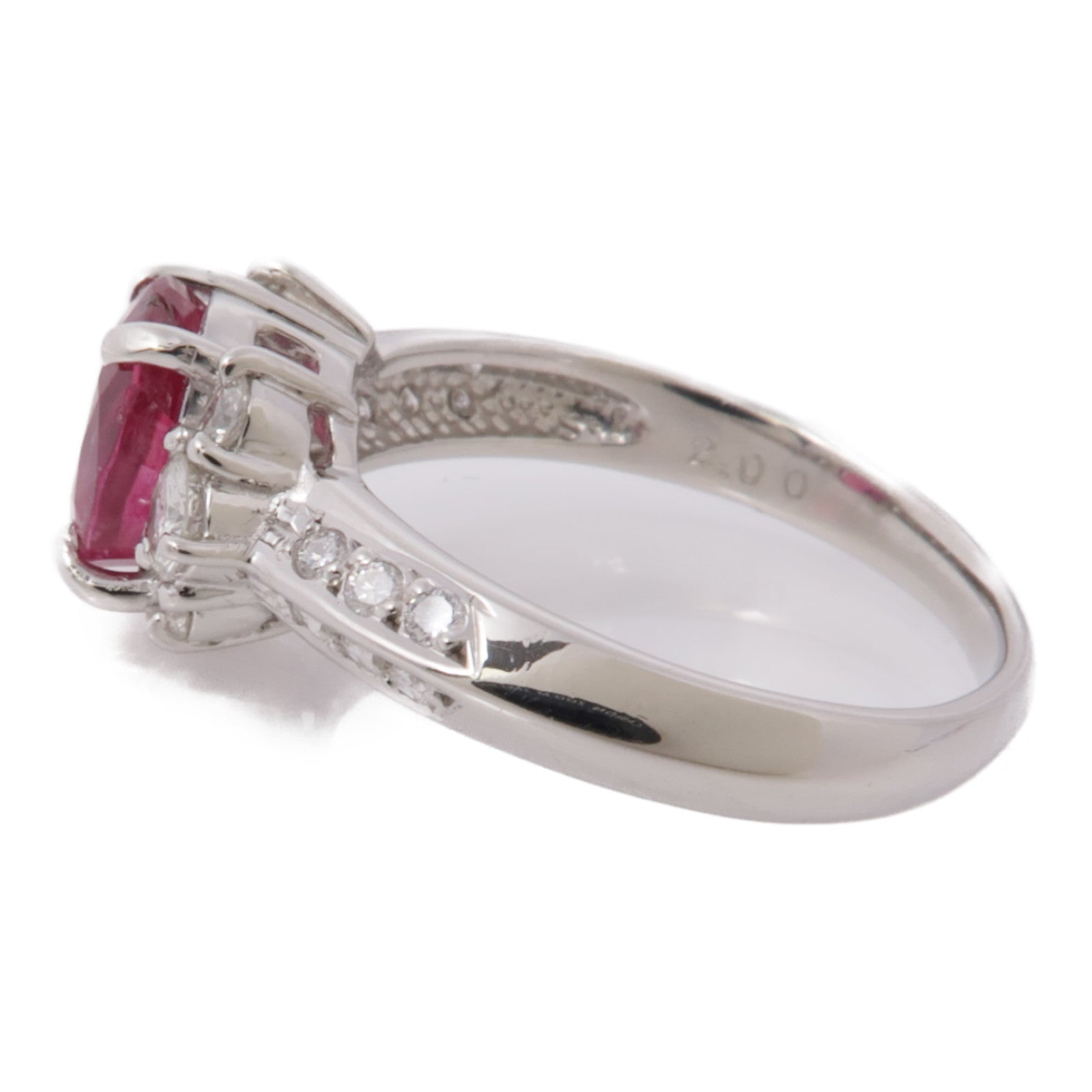 JEWELRY 【激減優惠】PT900鉑金Ruby Diamond Ring紅寶石/鑽石戒指US#7