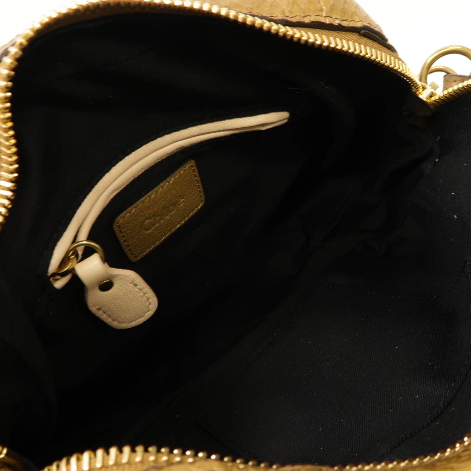 Chloe 蛇皮皮革/牛皮皮革2way Shoulder Bag金扣手挽肩背兩用袋棕色