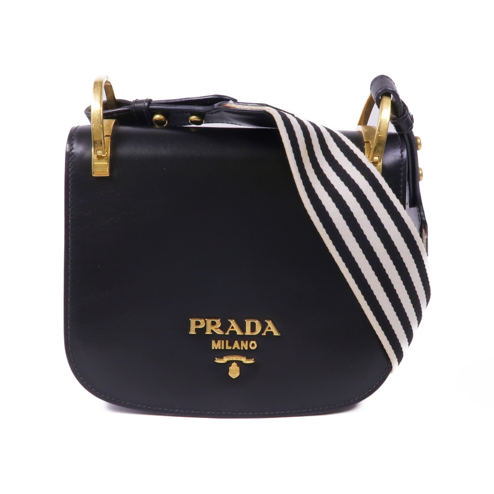 PRADA City Calf皮革Shoulder Bag金扣肩背袋