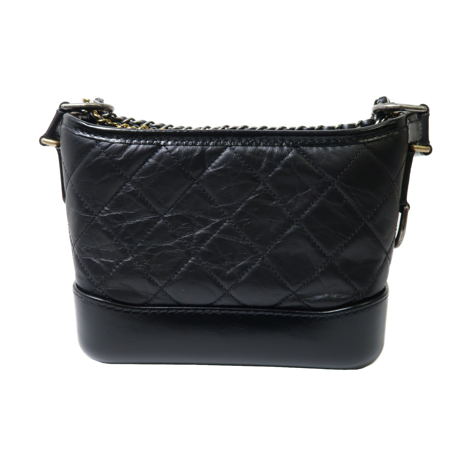 CHANEL 菱格牛皮皮革Gabrielle Small Hobo金扣鏈帶肩背袋黑色