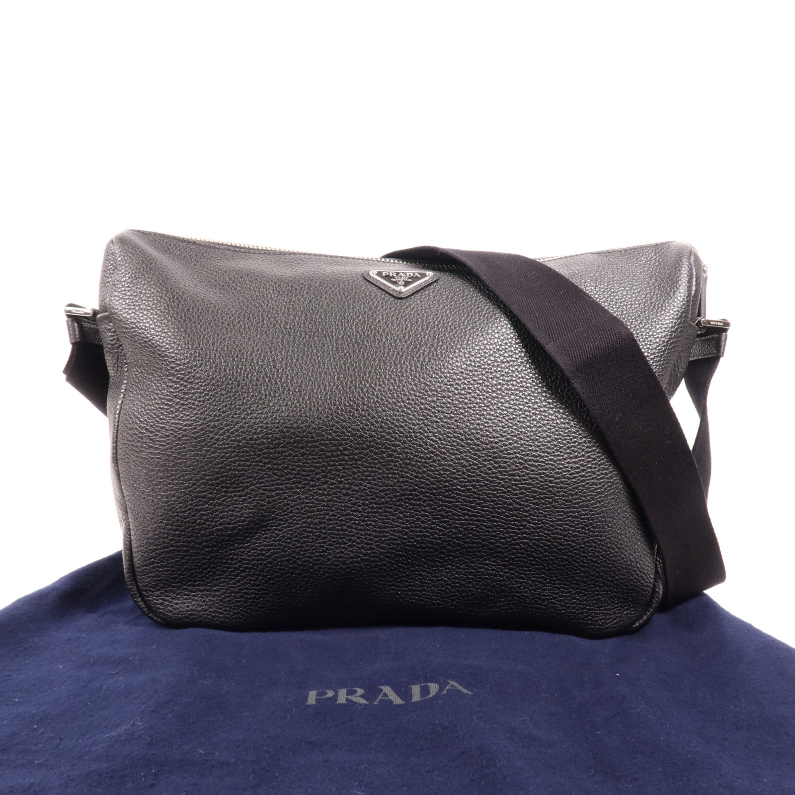 PRADA 牛皮皮革Shoulder Bag銀扣肩背袋