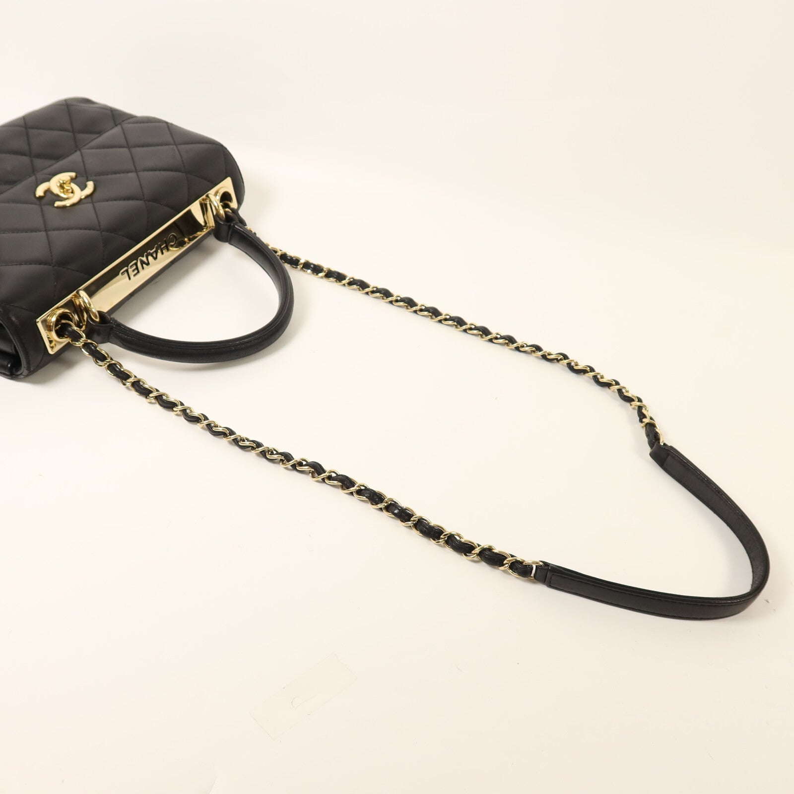 CHANEL 羊皮皮革Trendy CC Top Handle Bag金扣鏈帶手挽肩背兩用袋