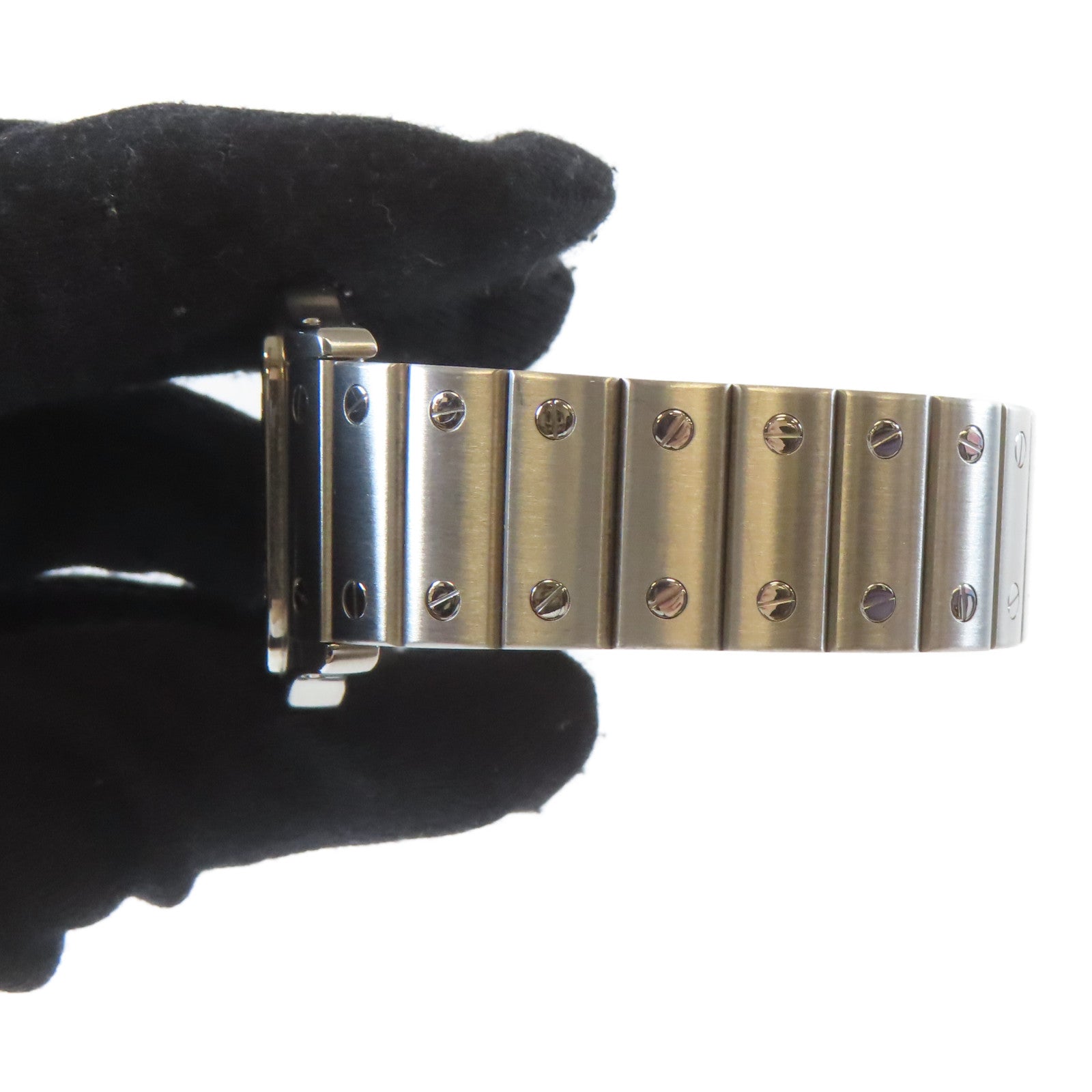 CARTIER Santos Galbee 1564不鏽鋼手錶石英機芯米色#16cm
