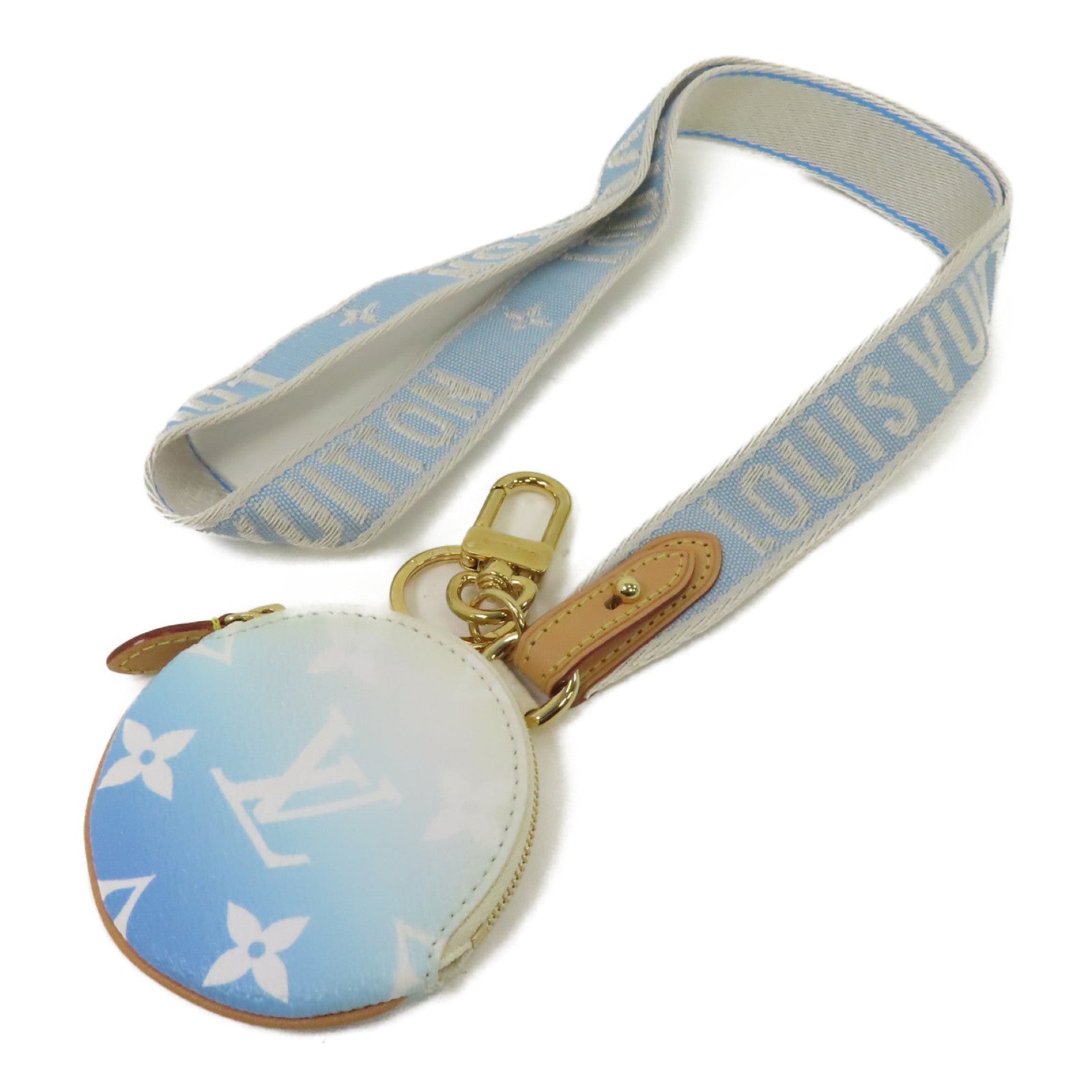 LOUIS VUITTON 【激減優惠】By The Pool Porte cles Illustre Key Holder金扣鎖匙扣白色/淺藍色