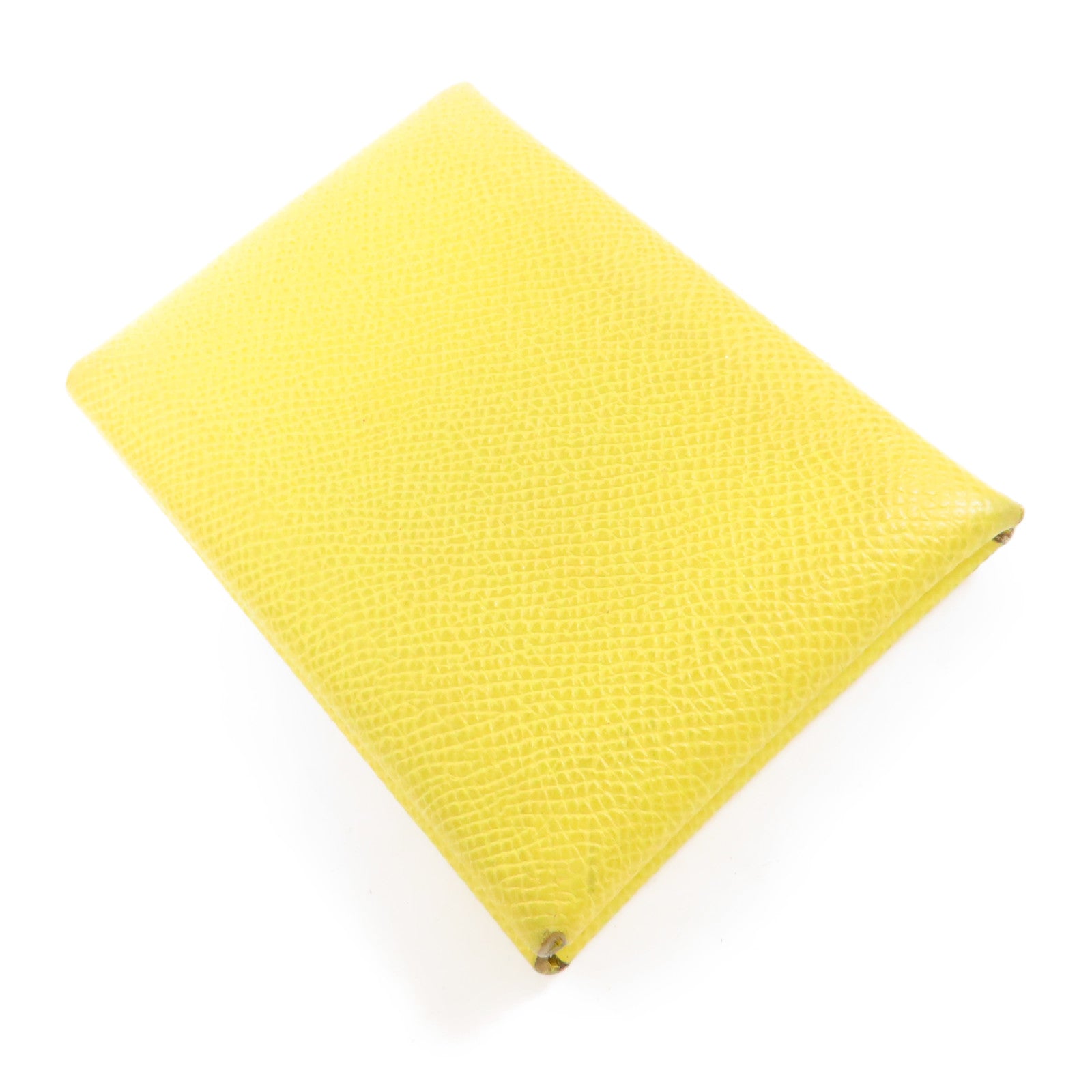 HERMES 【激減優惠】Epsom皮革Calvi Duo Compact銀扣卡片套Cumin茴香黃