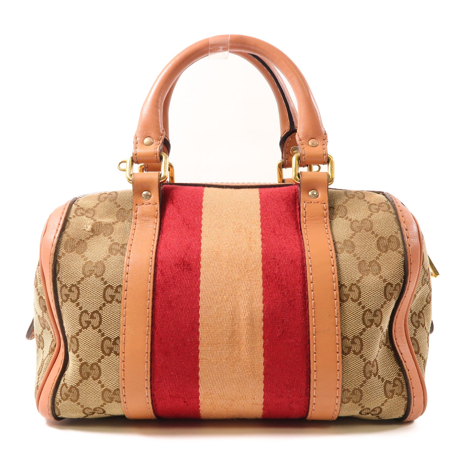 GUCCI GG帆布Shoulder Bag金扣手挽肩背兩用袋啡色/粉紅色