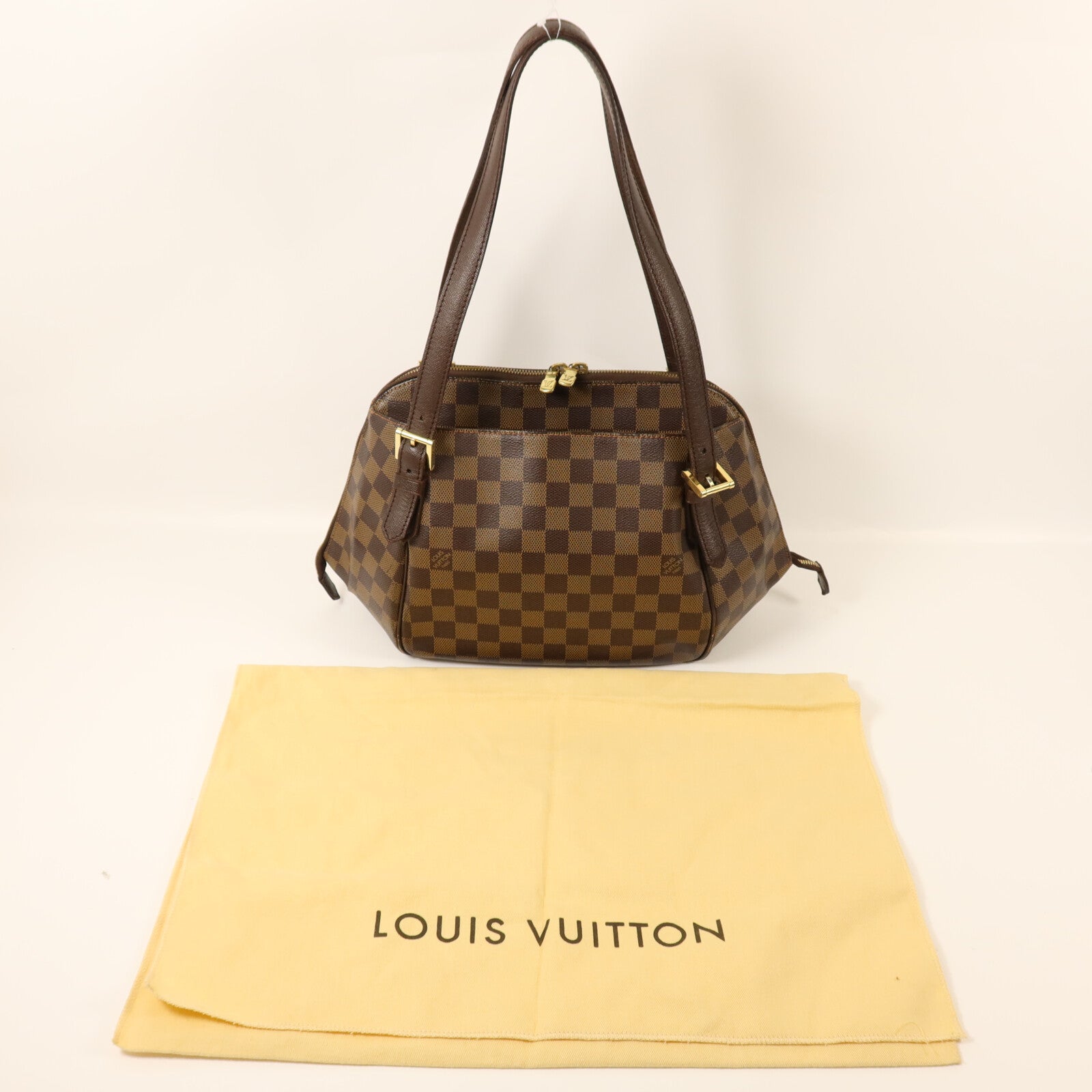 LOUIS VUITTON 【激減優惠】Damier Belem MM金扣肩背袋
