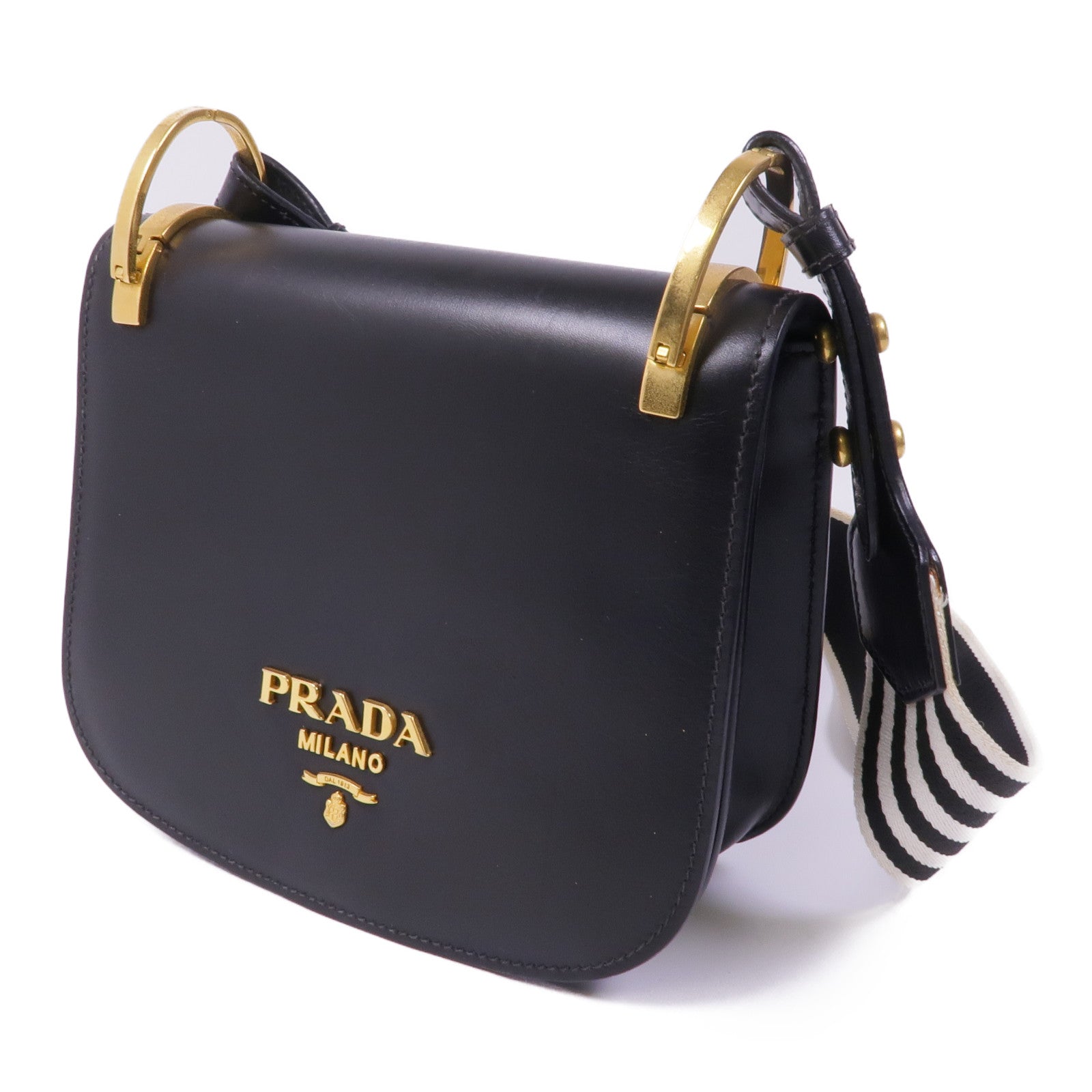 PRADA City Calf皮革Shoulder Bag金扣肩背袋