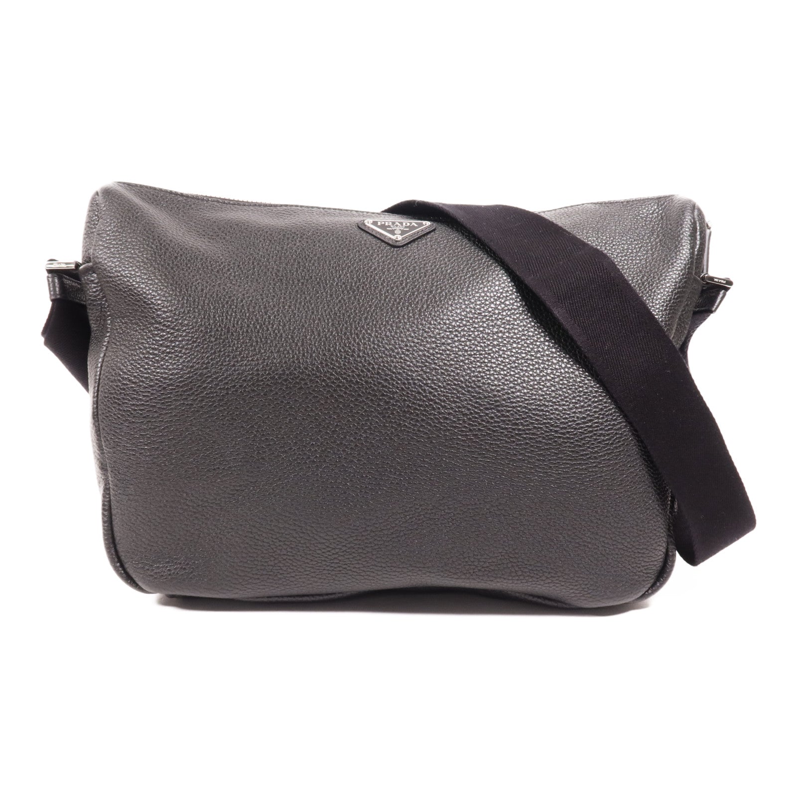 PRADA 牛皮皮革Shoulder Bag銀扣肩背袋