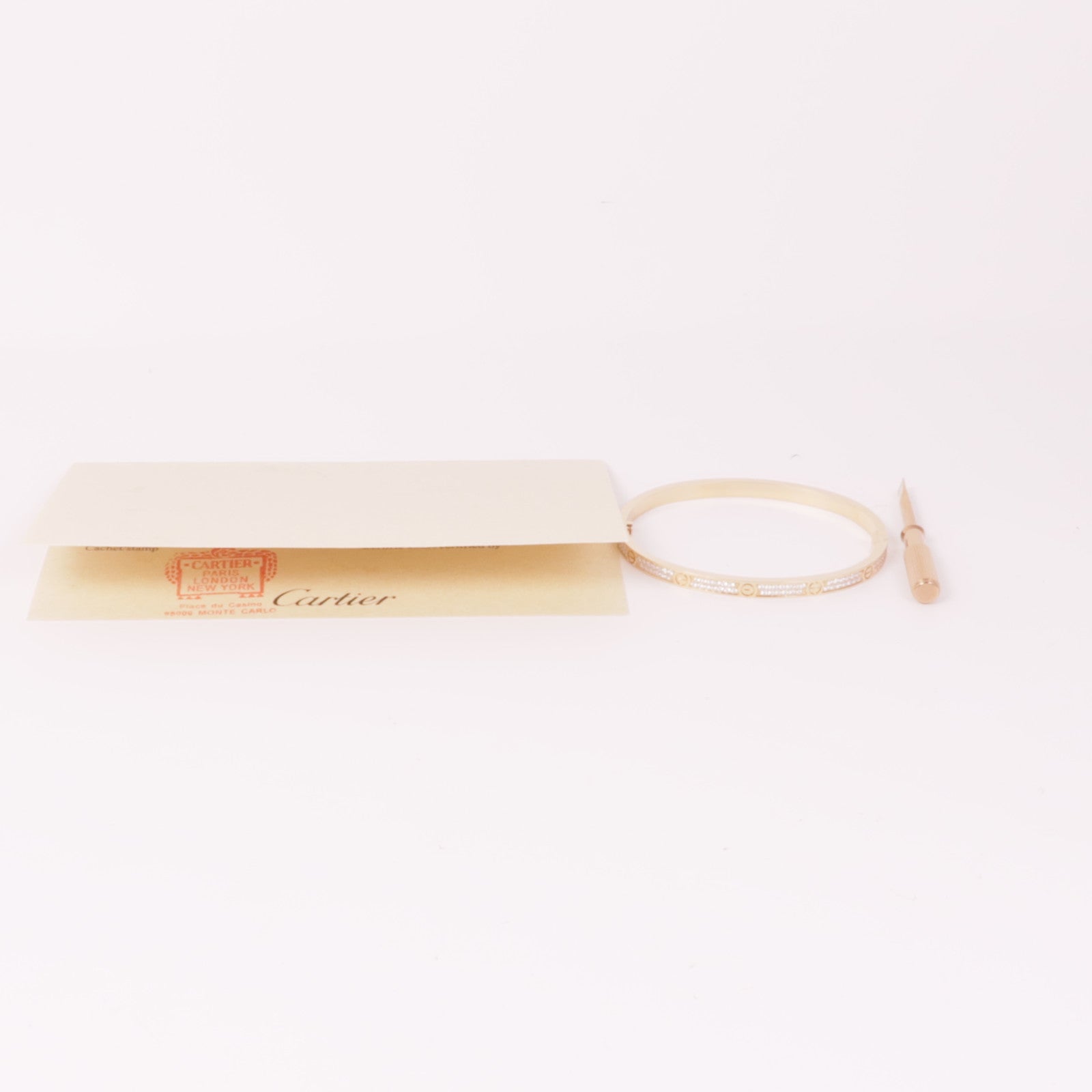 CARTIER 18K玫瑰金Love Bracelet Small Model Full Diamond鑽石手鐲Cartier#16