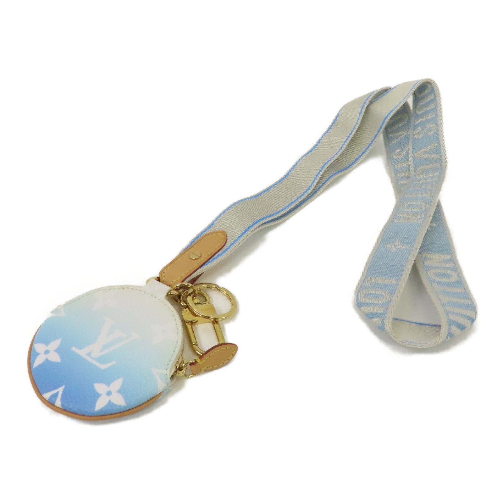 LOUIS VUITTON 【激減優惠】By The Pool Porte cles Illustre Key Holder金扣鎖匙扣白色/淺藍色