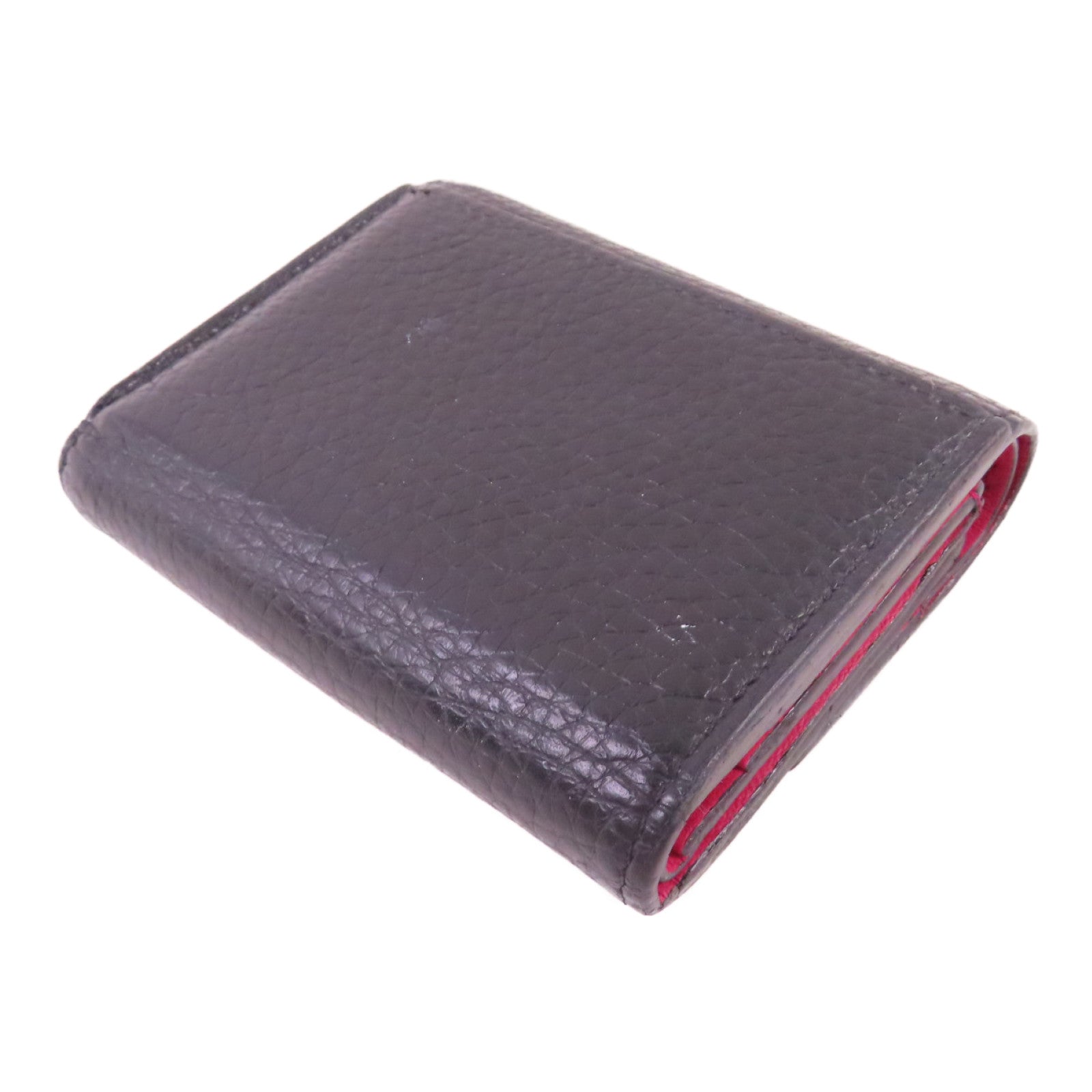 LOUIS VUITTON Taurillon皮革Capucines XS Wallet金扣短錢包黑色/粉紅色