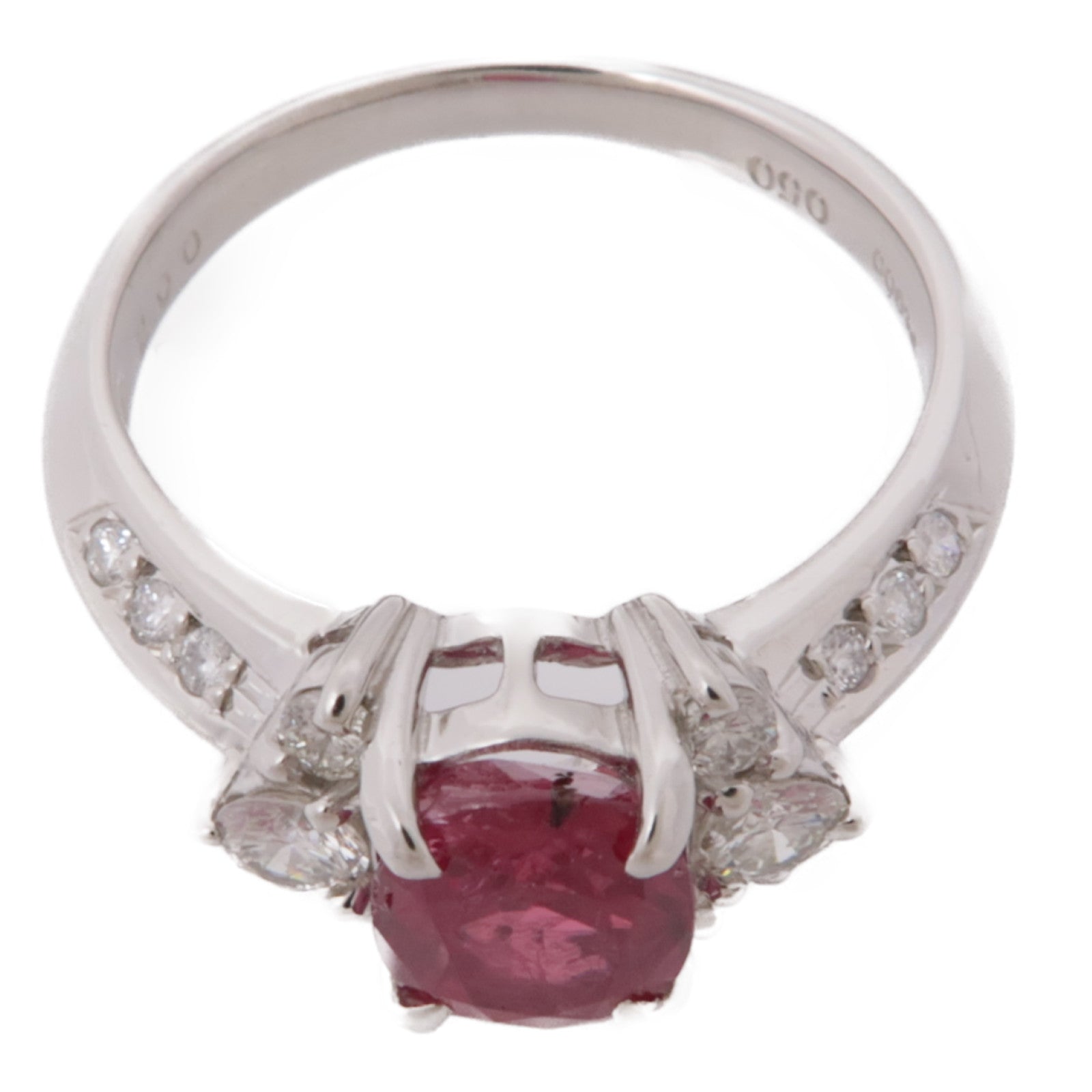 JEWELRY 【激減優惠】PT900鉑金Ruby Diamond Ring紅寶石/鑽石戒指US#7