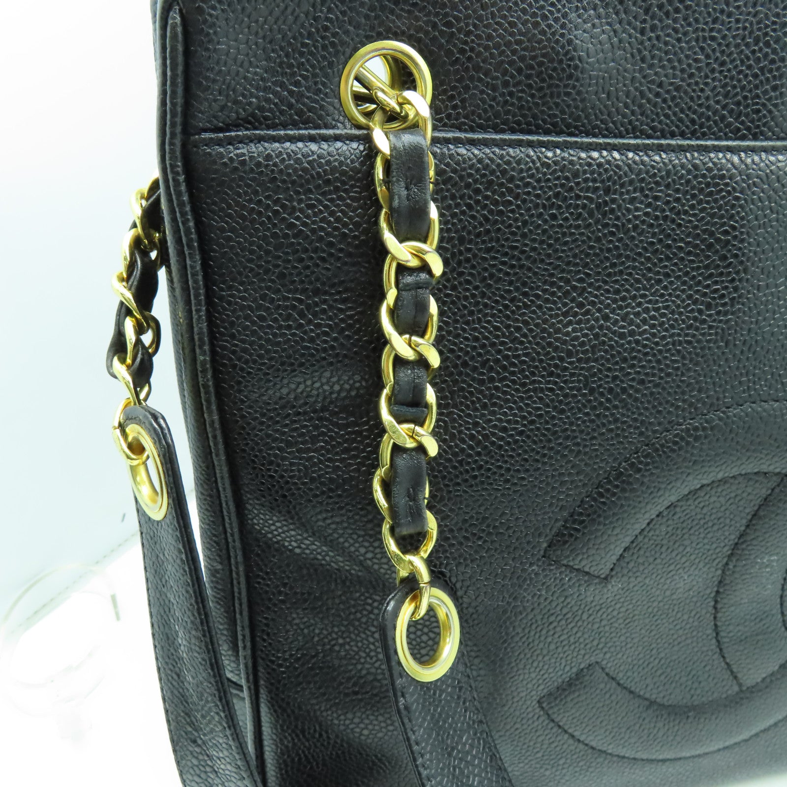 CHANEL 【激減優惠】牛皮皮革Tote Bag金扣肩背袋黑色