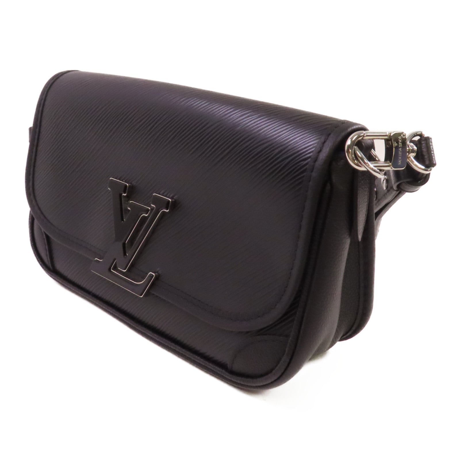 LOUIS VUITTON Epi Buci Shoulder Bag銀扣肩背袋黑色