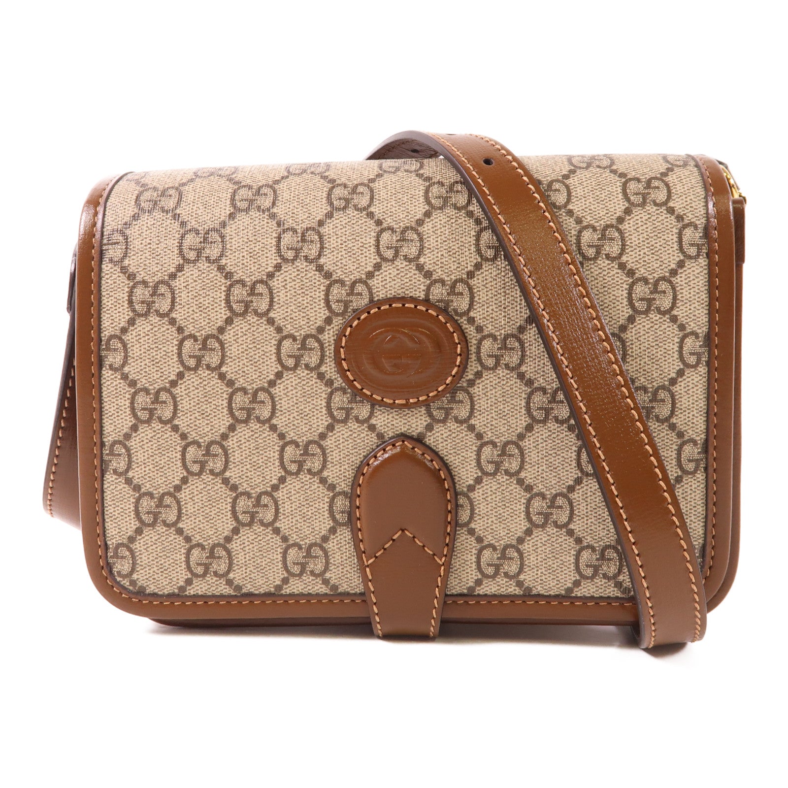 GUCCI GG GHW Shoulder Bag 67620.525040 PVC Coated Canvas Brown