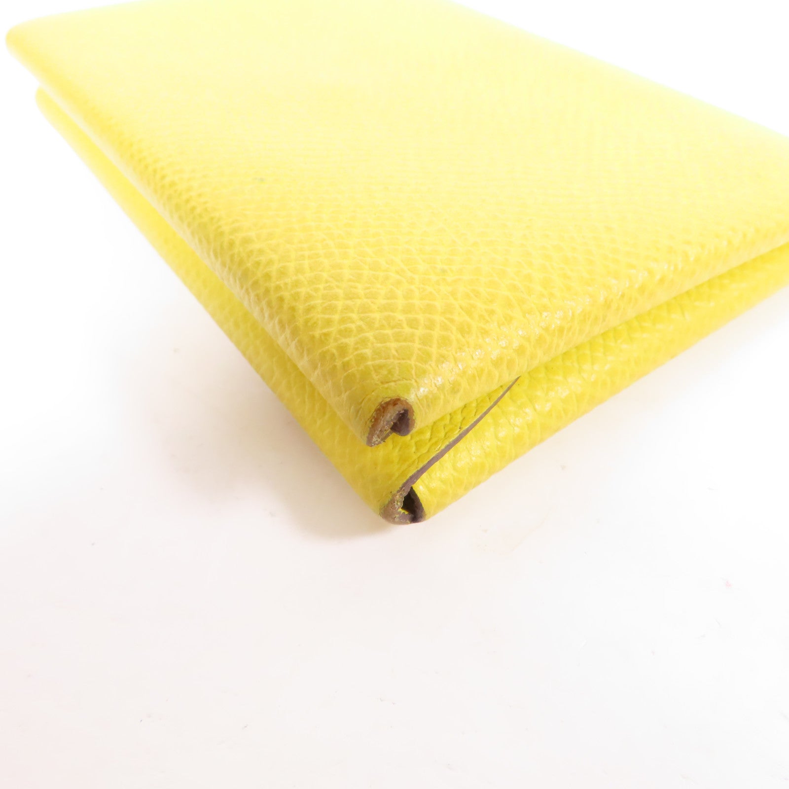 HERMES 【激減優惠】Epsom皮革Calvi Duo Compact銀扣卡片套Cumin茴香黃