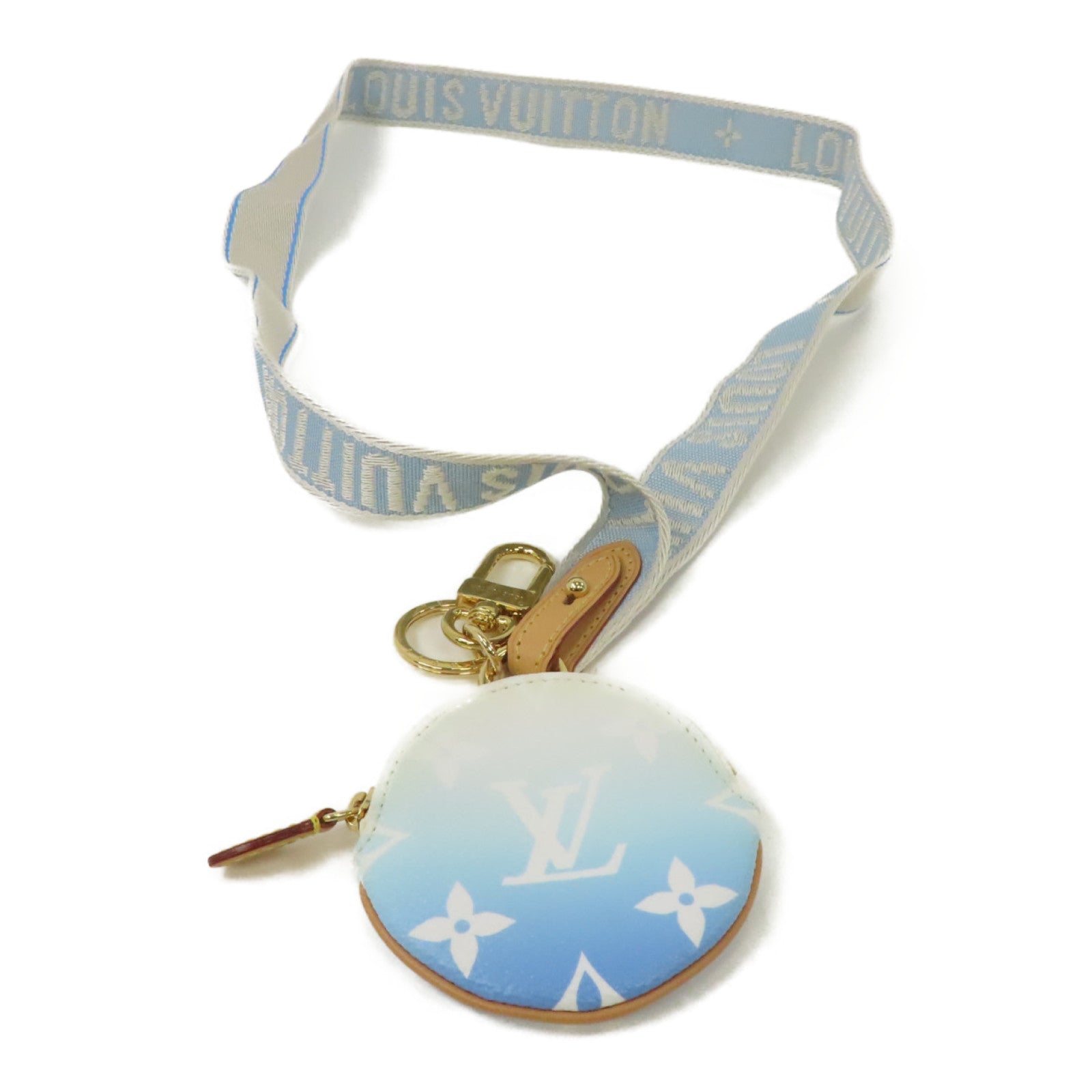 LOUIS VUITTON 【激減優惠】By The Pool Porte cles Illustre Key Holder金扣鎖匙扣白色/淺藍色