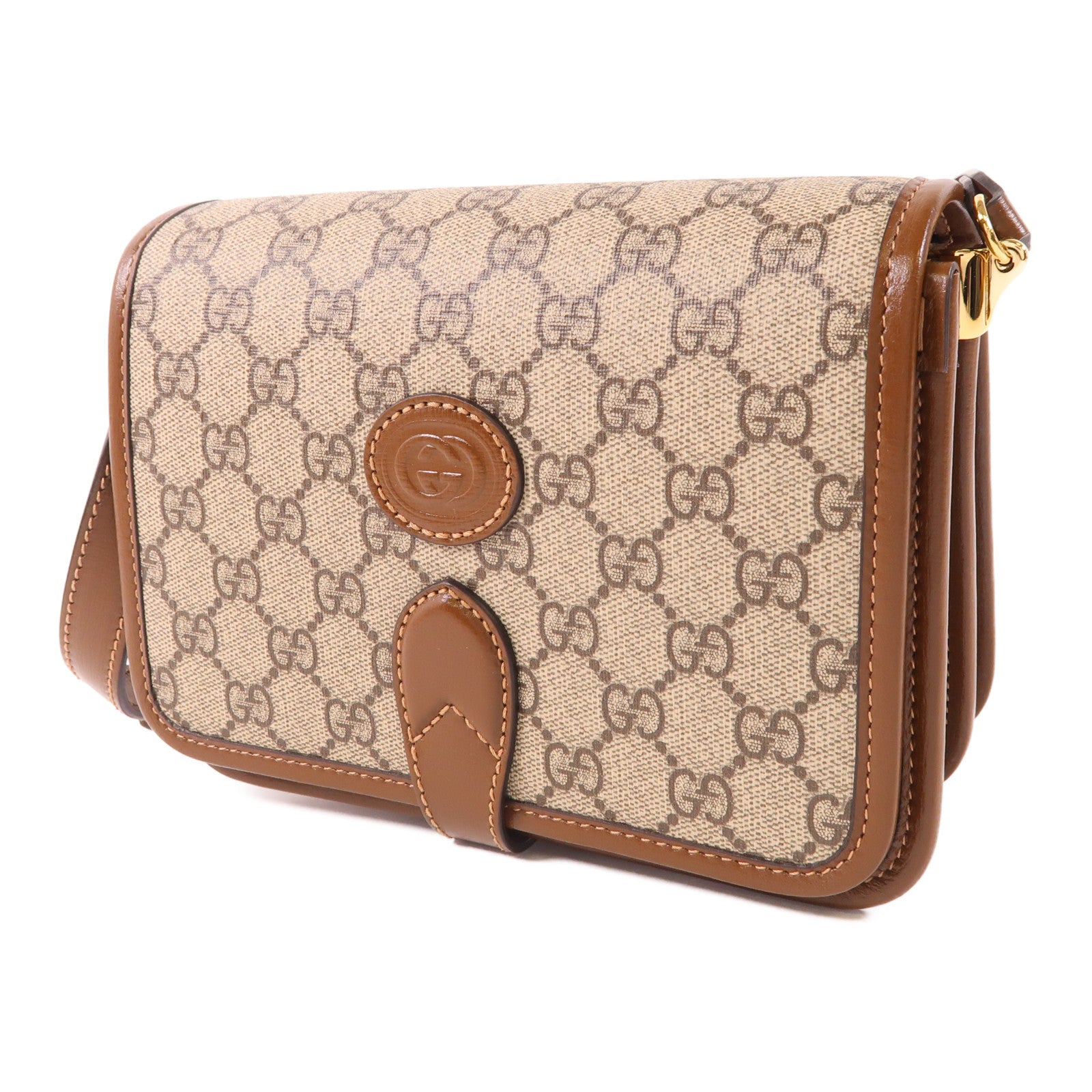 GUCCI GG GHW Shoulder Bag 67620.525040 PVC Coated Canvas Brown