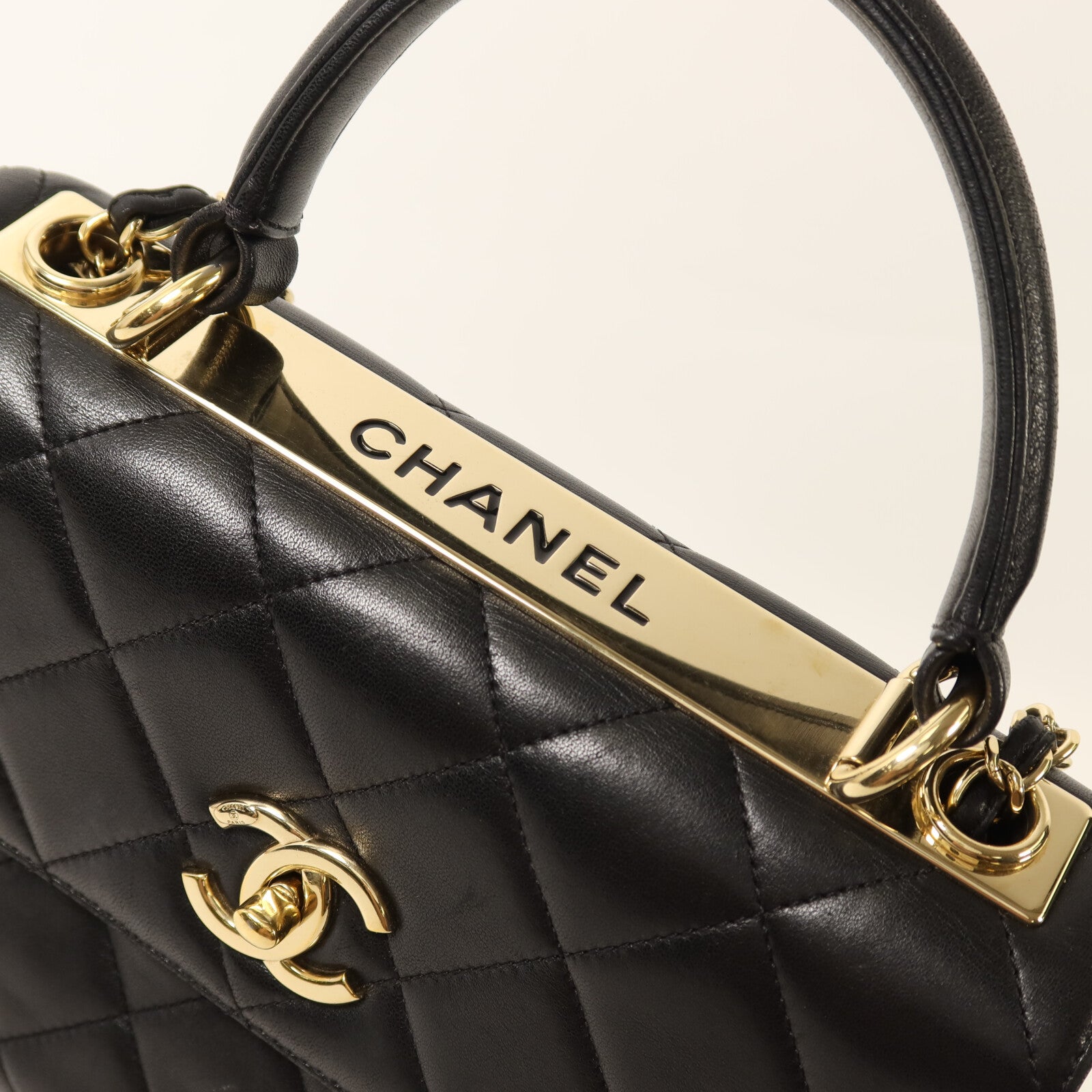 CHANEL 羊皮皮革Trendy CC Top Handle Bag金扣鏈帶手挽肩背兩用袋