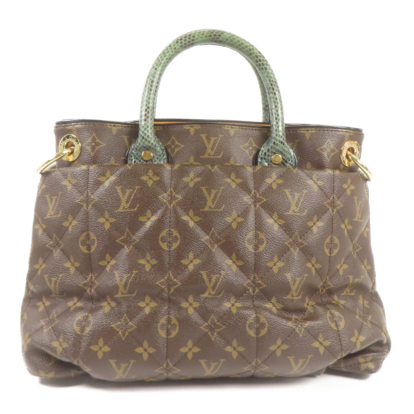 LOUIS VUITTON Monogram/鴕鳥/蛇皮皮革Etoile Exotique Limited Edition金扣手挽肩背兩用袋