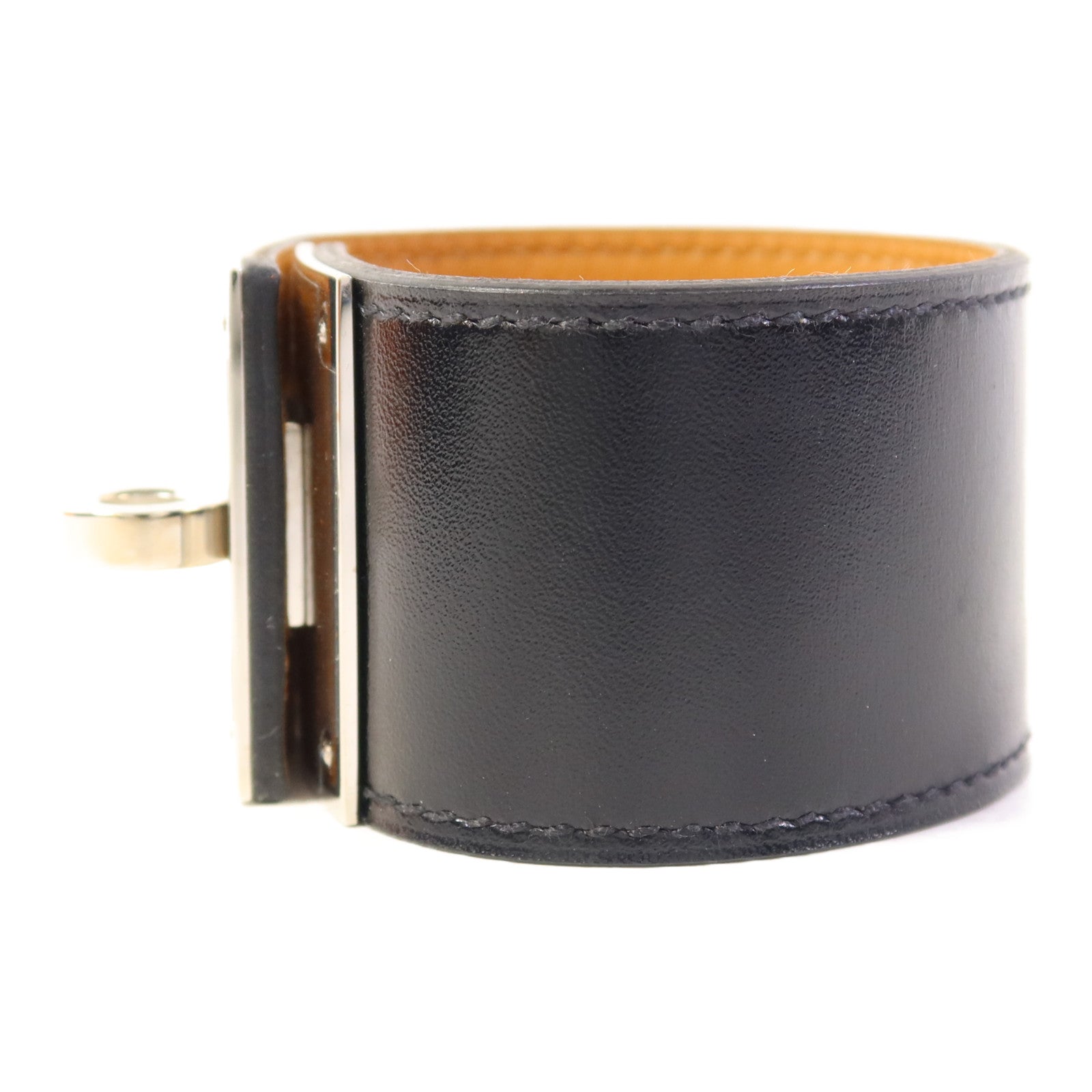 HERMES 皮革Kelly Dog銀扣手鐲