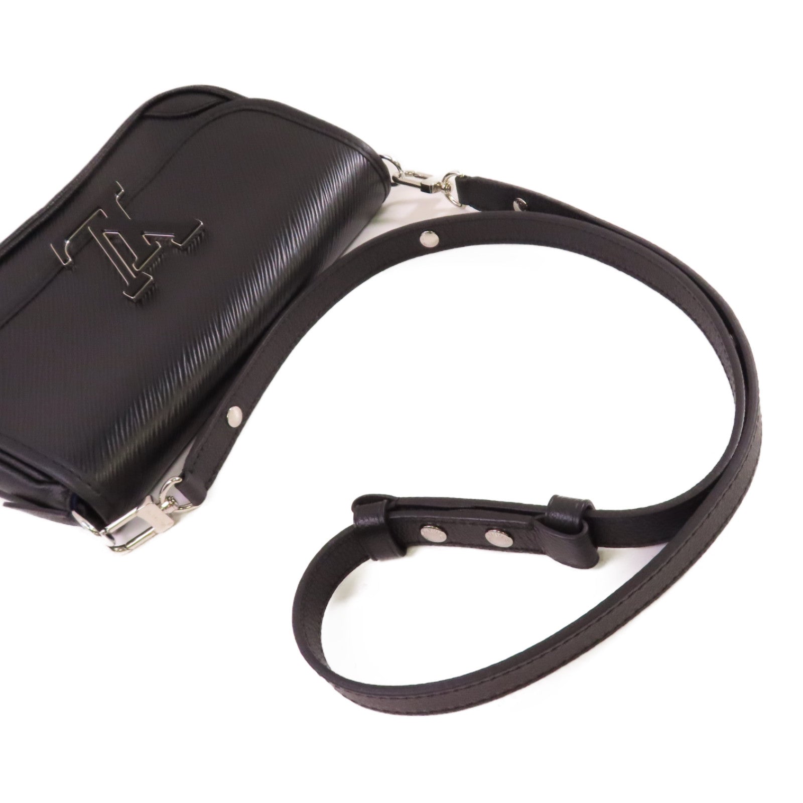 LOUIS VUITTON Epi Buci Shoulder Bag銀扣肩背袋黑色