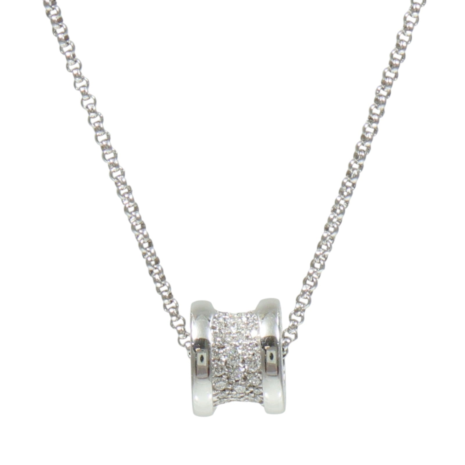 BVLGARI 18K白金B-zero1 Necklace With Pave Diamonds鑽石項鍊