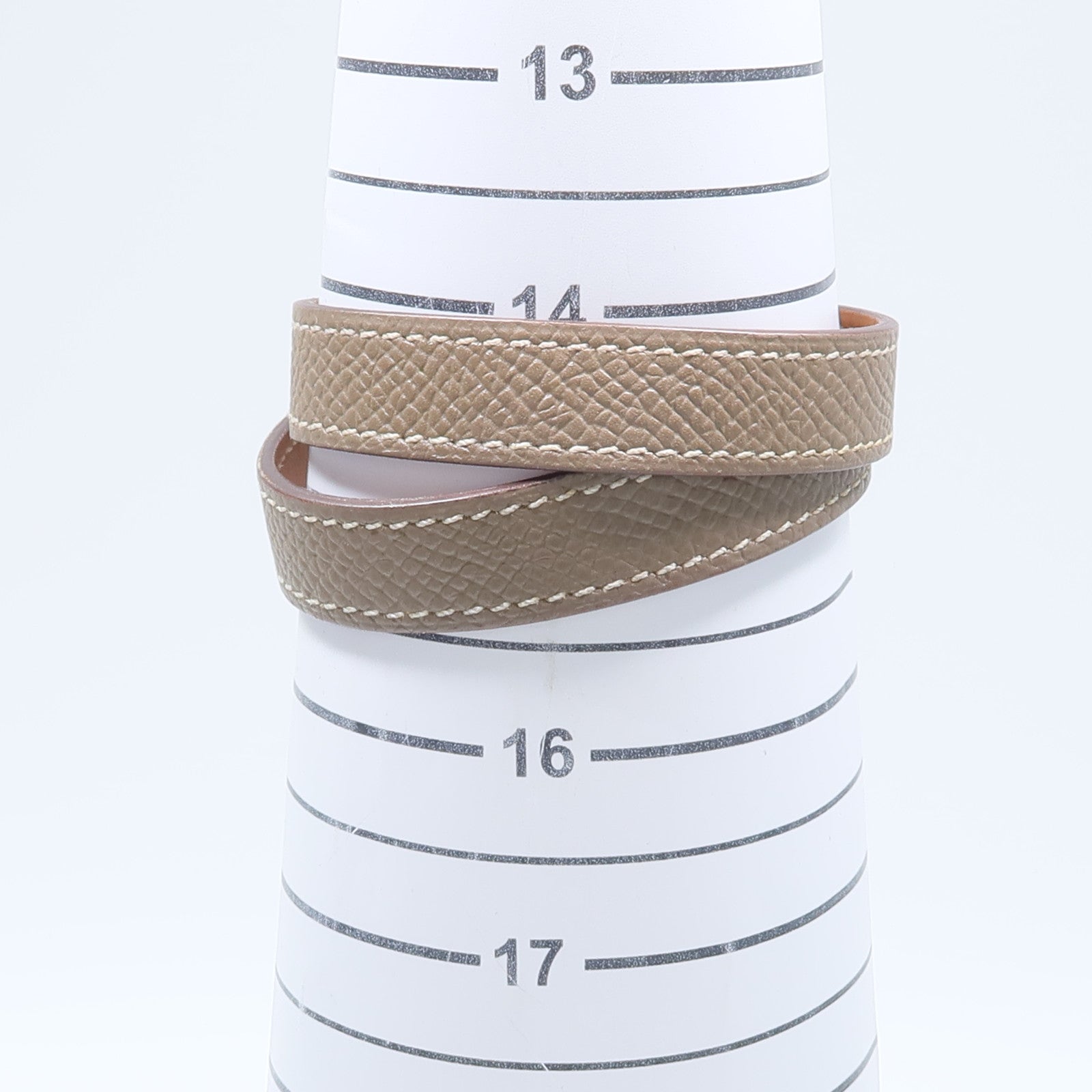 HERMES Epsom皮革/金屬Kelly Double Tour Bracelet手鏈Etoupe