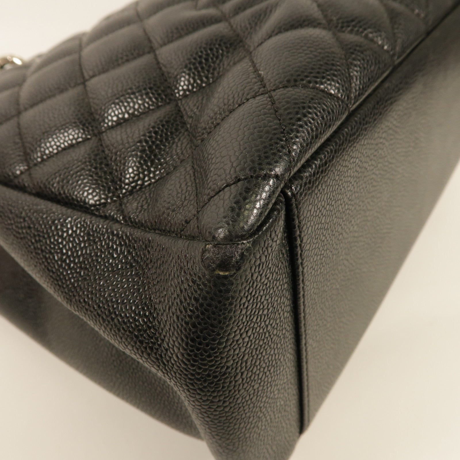 CHANEL 牛皮皮革Grand Shopping Tote Bag銀扣鏈帶肩背袋