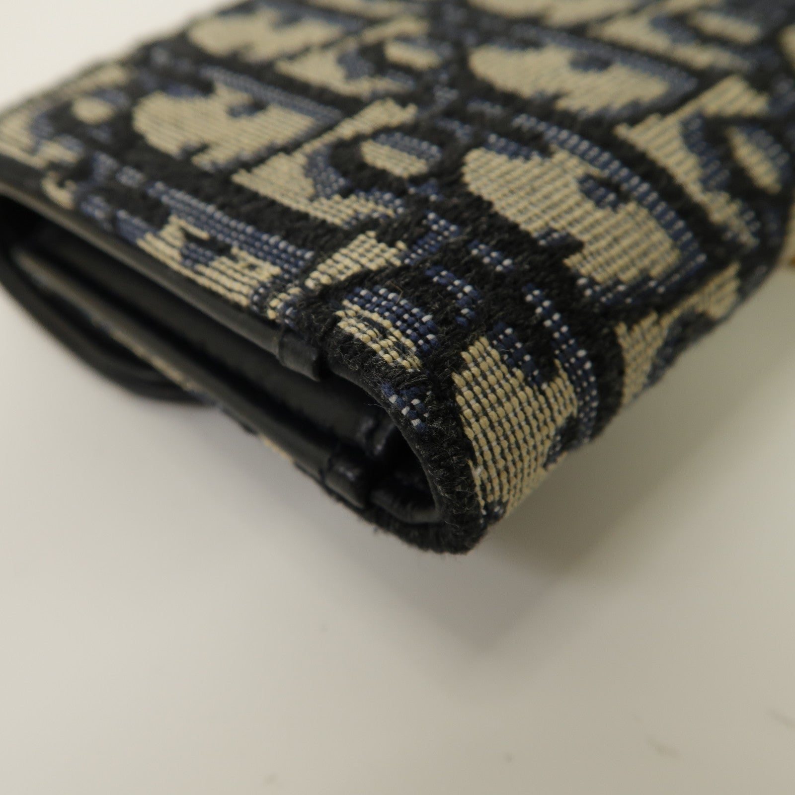 Dior 帆布Saddle Lotus Wallet金扣折疊錢包藍色