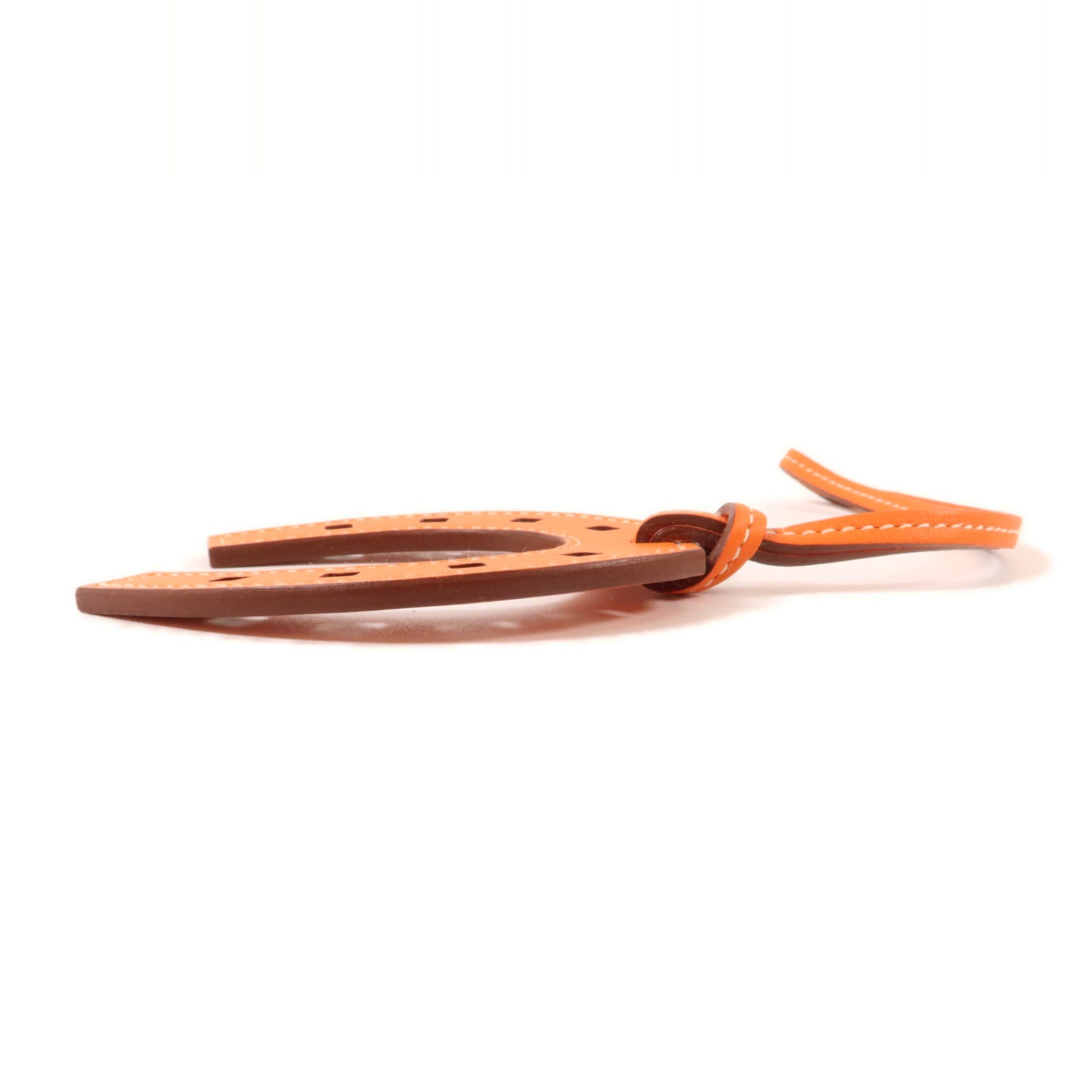 HERMES Swift皮革Padlock Horseshoe Charm掛飾Orange