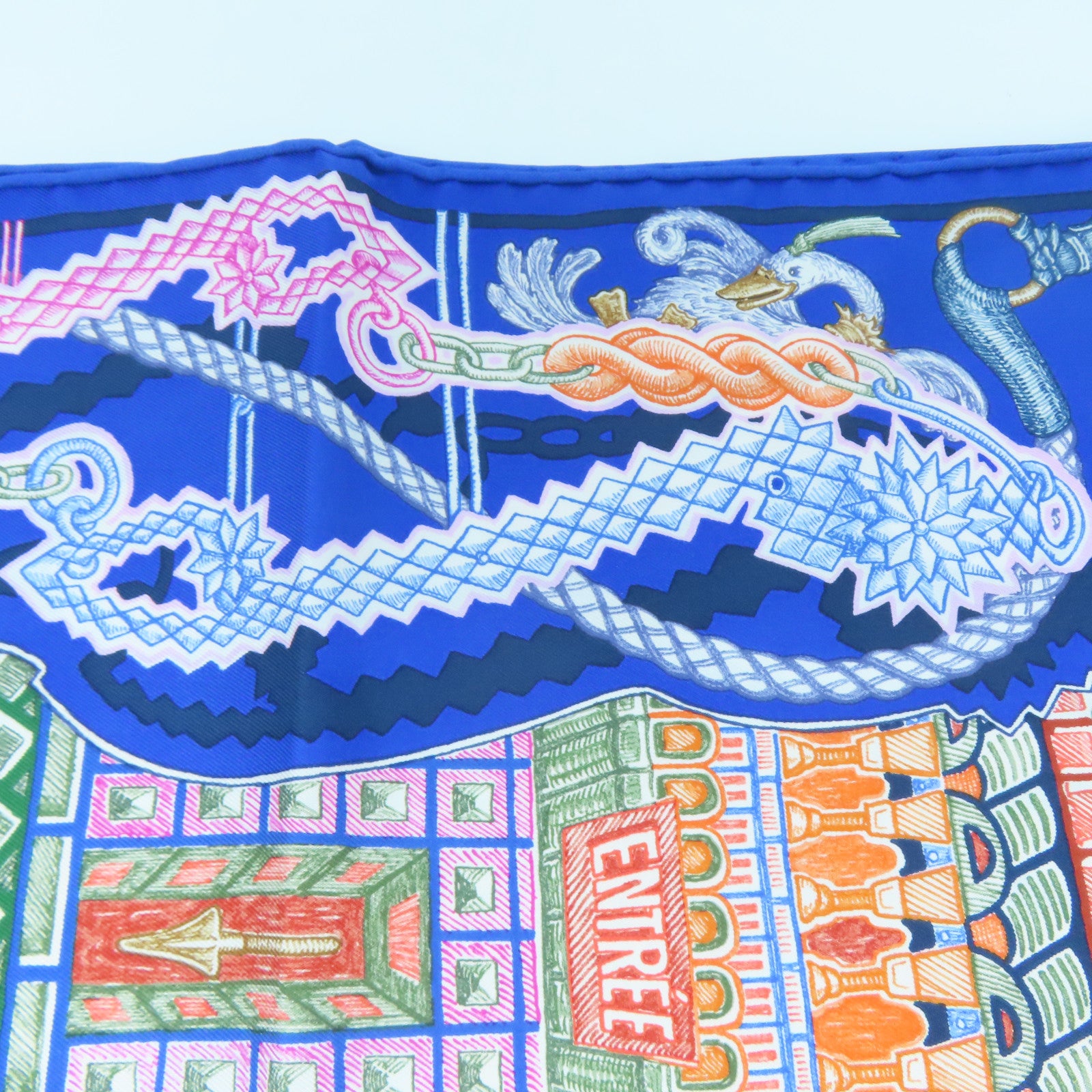 HERMES 【激減優惠】絲質Scarf絲巾藍色/啡色/橙色/米色